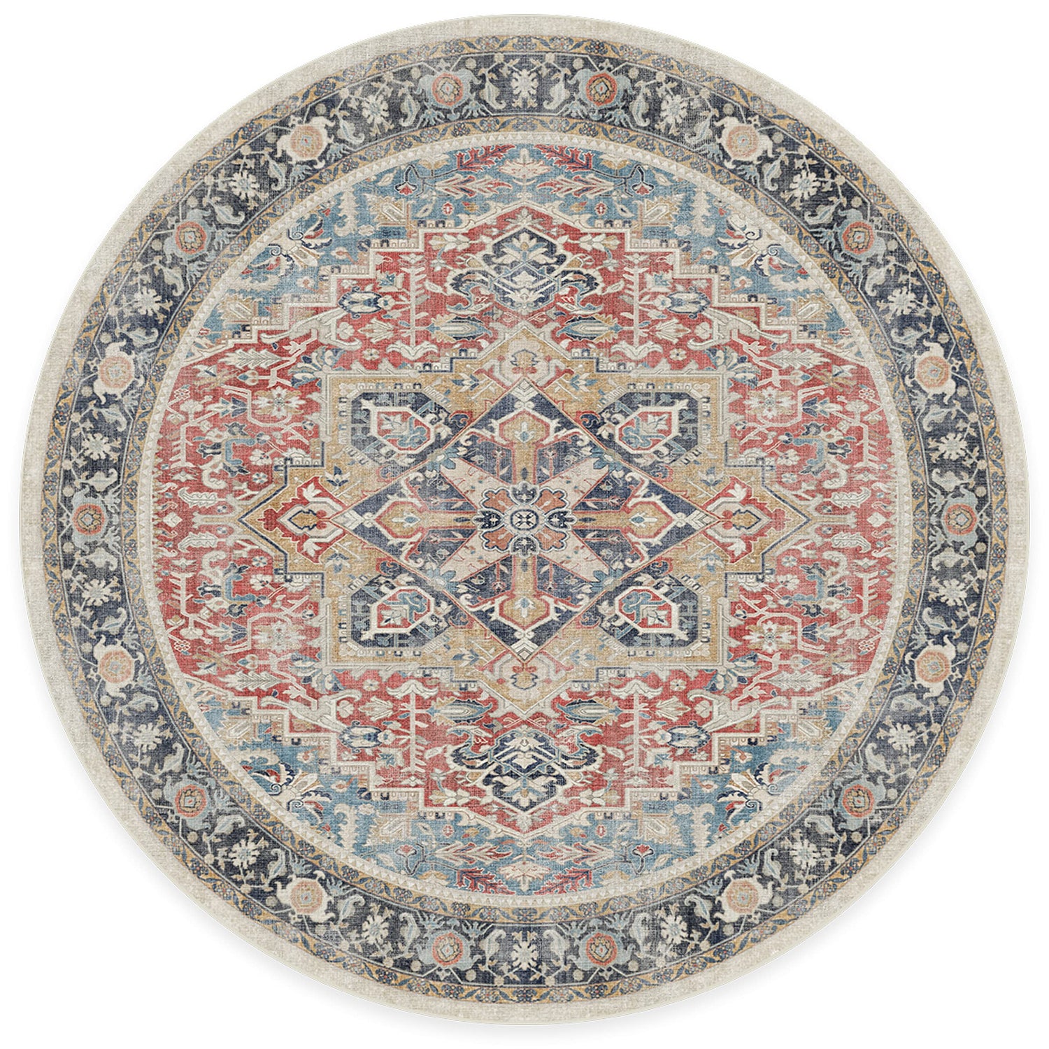 RUGGABLE Kamran Washable Rug - Perfect Vintage Area Rug for Living Room Bedroom Kitchen - Pet &amp; Child Friendly - Stain &amp; Water Resistant - Hazel 5&