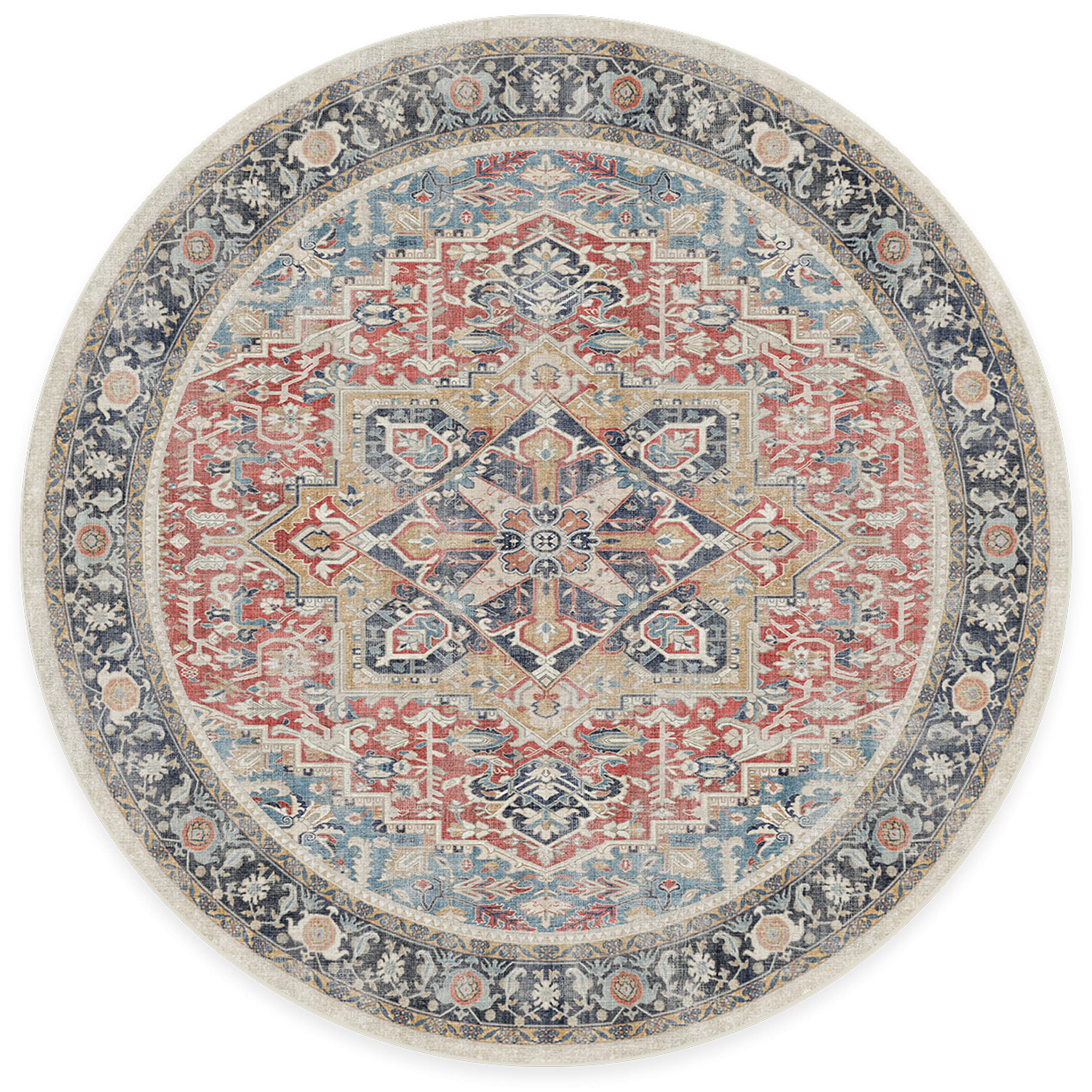 RUGGABLE Kamran Washable Rug - Perfect Vintage Area Rug for Living Room Bedroom Kitchen - Pet &amp; Child Friendly - Stain &amp; Water Resistant - Hazel 5&