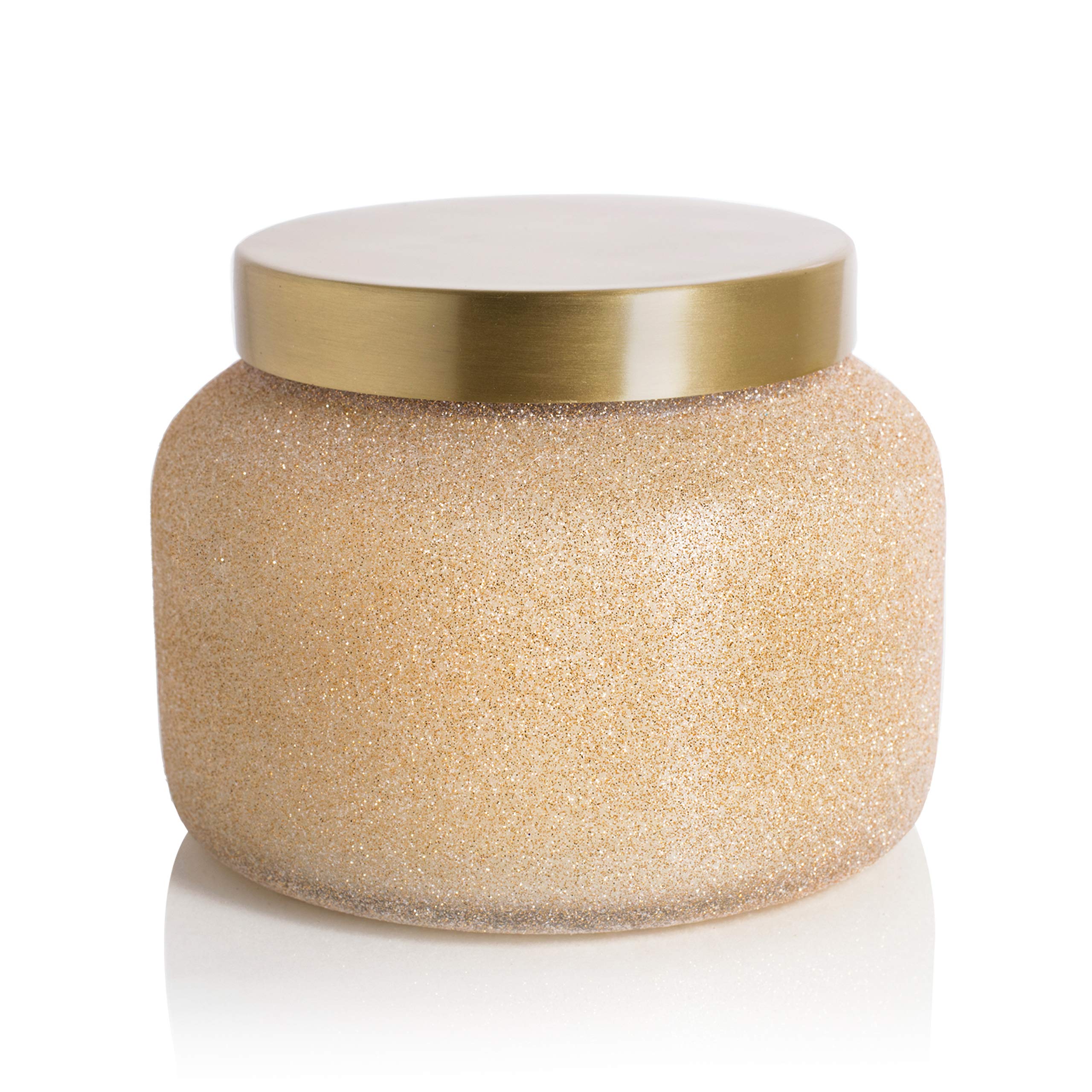 Capri Blue Tinsel &amp; Spice Holiday Candle - Signature Glam Jar Candle - Juniper Berry, Cinnamon &amp; Vanilla Scented Candles - Soy Wax Blend - Christmas Decor - Maroon Glitter Candle Holder (19 oz)