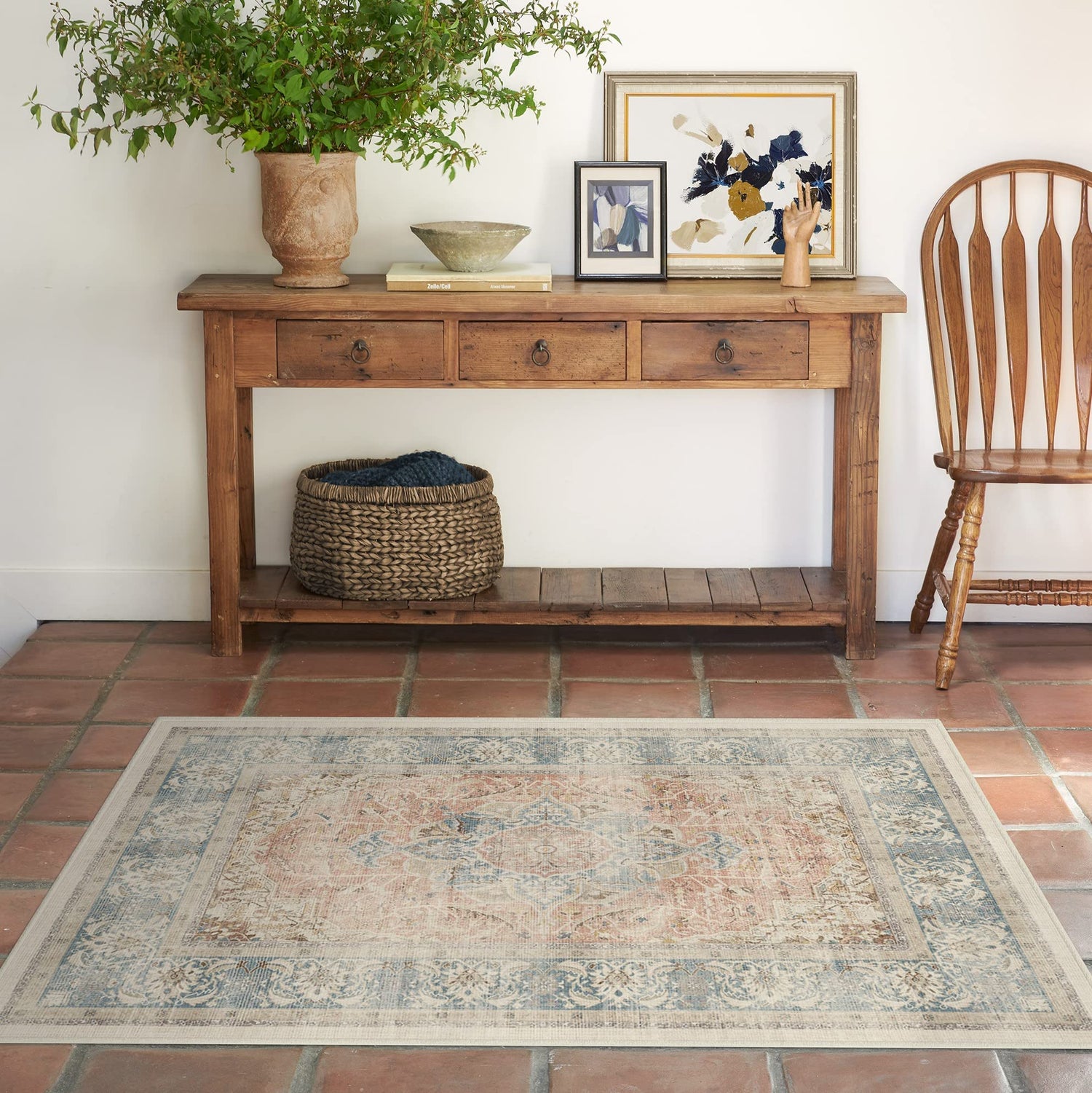 RUGGABLE – Sarrah Blue Quartz – Machine Washable Runner Rug – Pet &amp; Child Friendly – Stain &amp; Water Resistant – Non-Slip – 2.5&