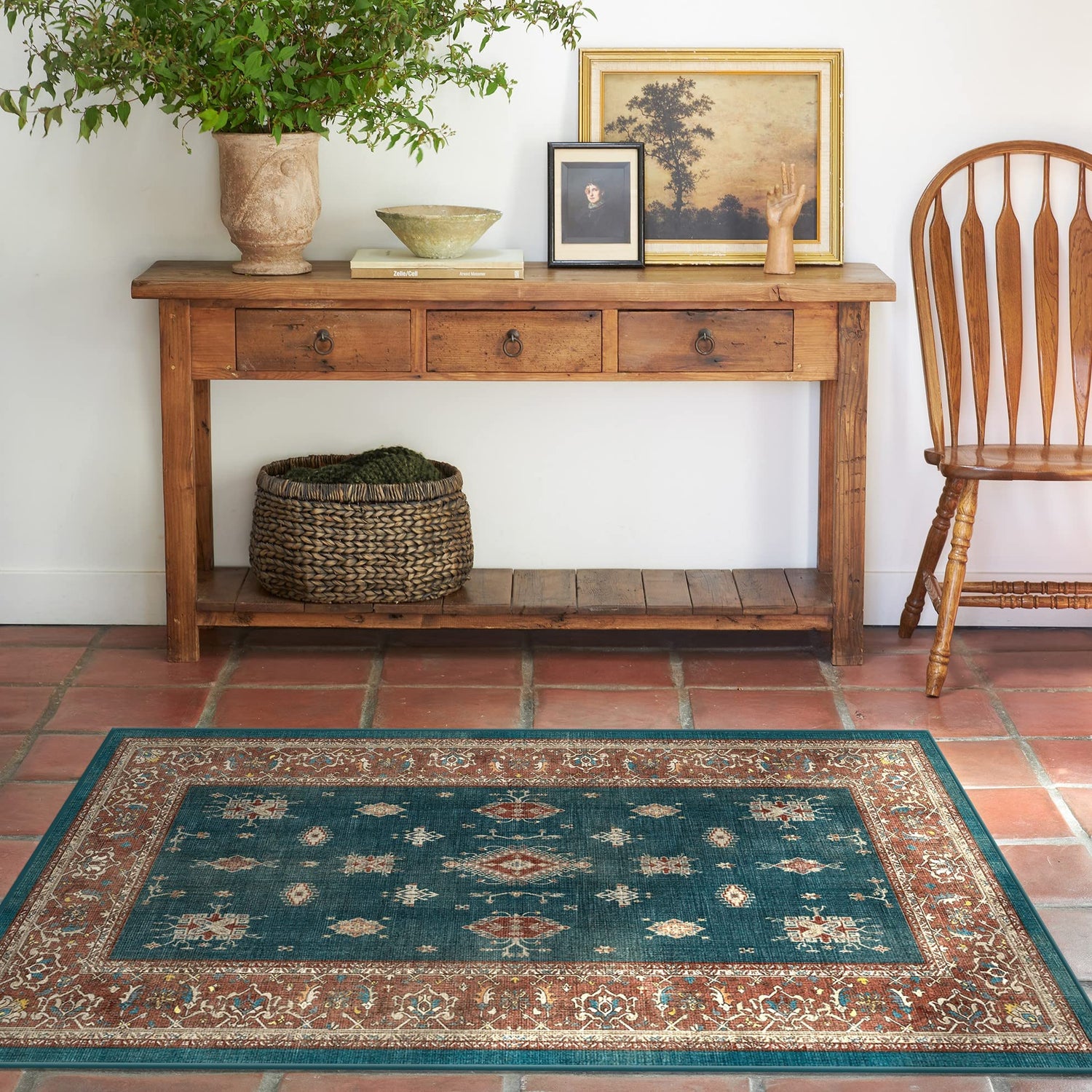RUGGABLE – Verena Dark Wood – Machine Washable Runner Rug – Pet &amp; Child Friendly – Stain &amp; Water Resistant – Non-Slip – 2.5&