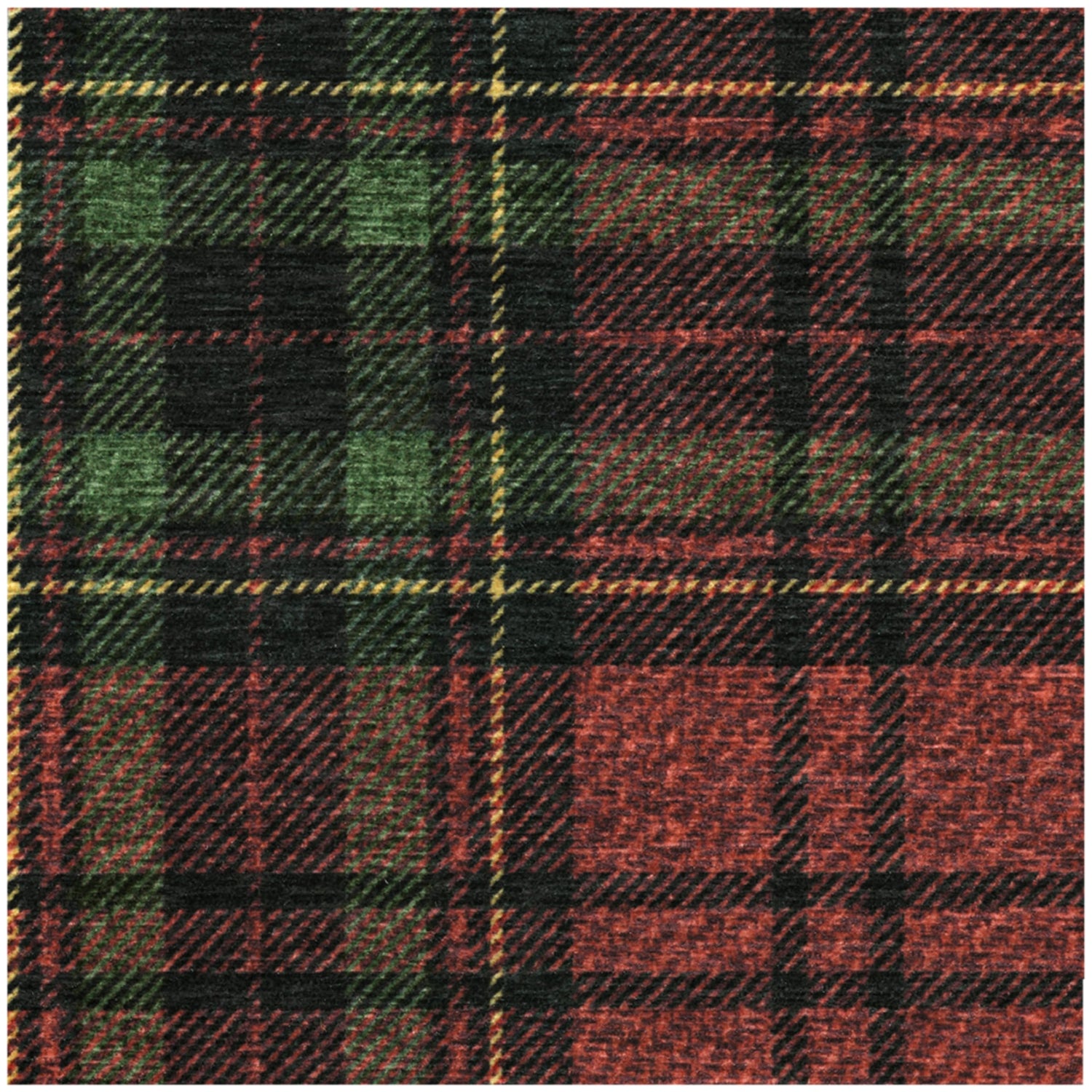 RUGGABLE Winter Plaid Washable Rug - Perfect Holiday Area Rug for Living Room Bedroom Kitchen - Pet &amp; Child Friendly - Stain &amp; Water Resistant - Dress Stewart Tartan Plaid 3&