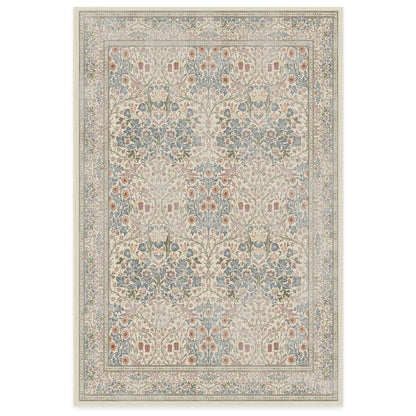 RUGGABLE x Morris &amp; Co Washable Rug - Perfect Bohemian Area Rug for Living Room Bedroom Kitchen - Non-Slip, Child Friendly, Stain &amp; Water Resistant - Blackthorn Ivory Blue 6&