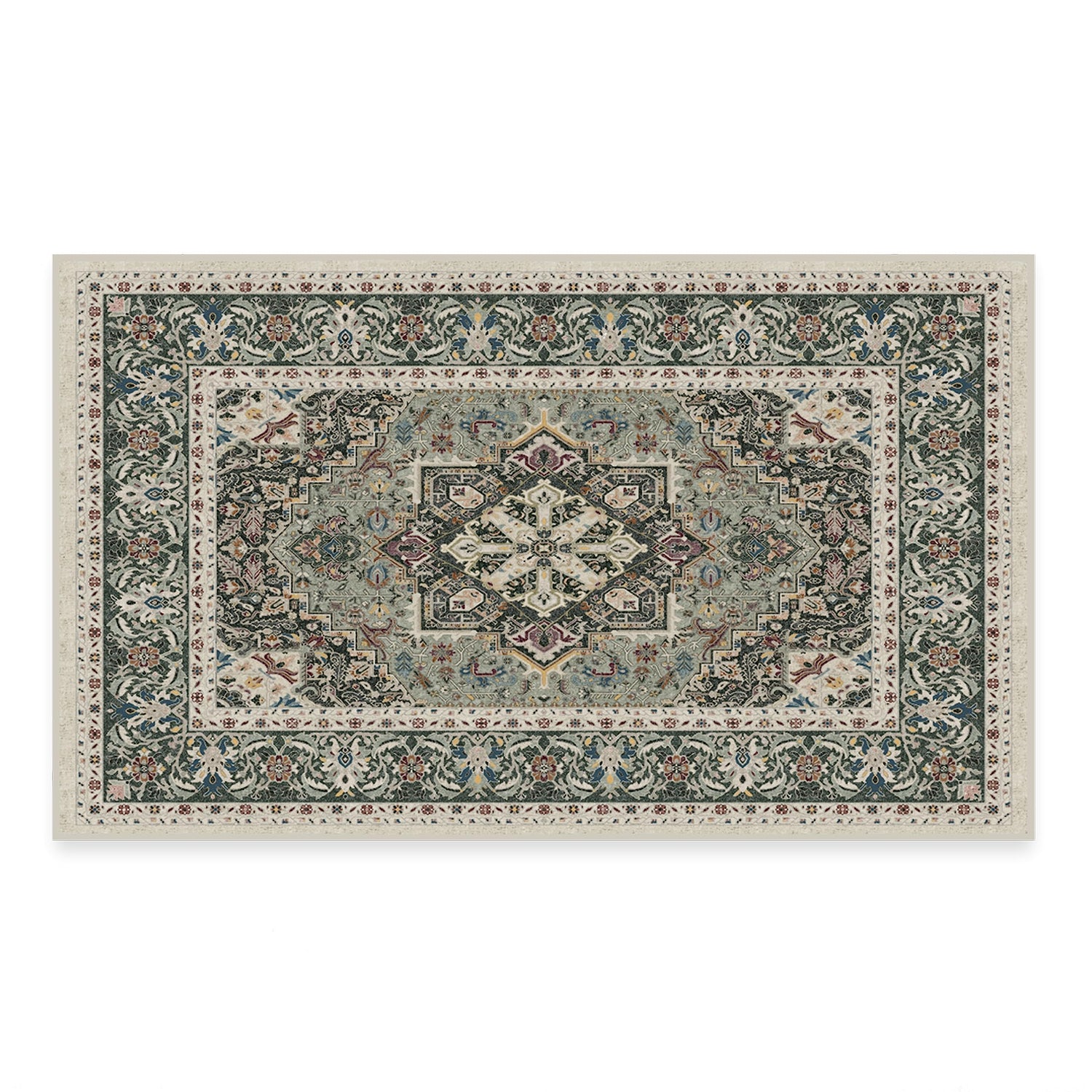 RUGGABLE Hendesi Heriz Washable Rug - Perfect Antique Vintage Area Rug for Living Room Bedroom Kitchen - Pet &amp; Child Friendly - Stain &amp; Water Resistant, Non-Slip - Abalone 2&