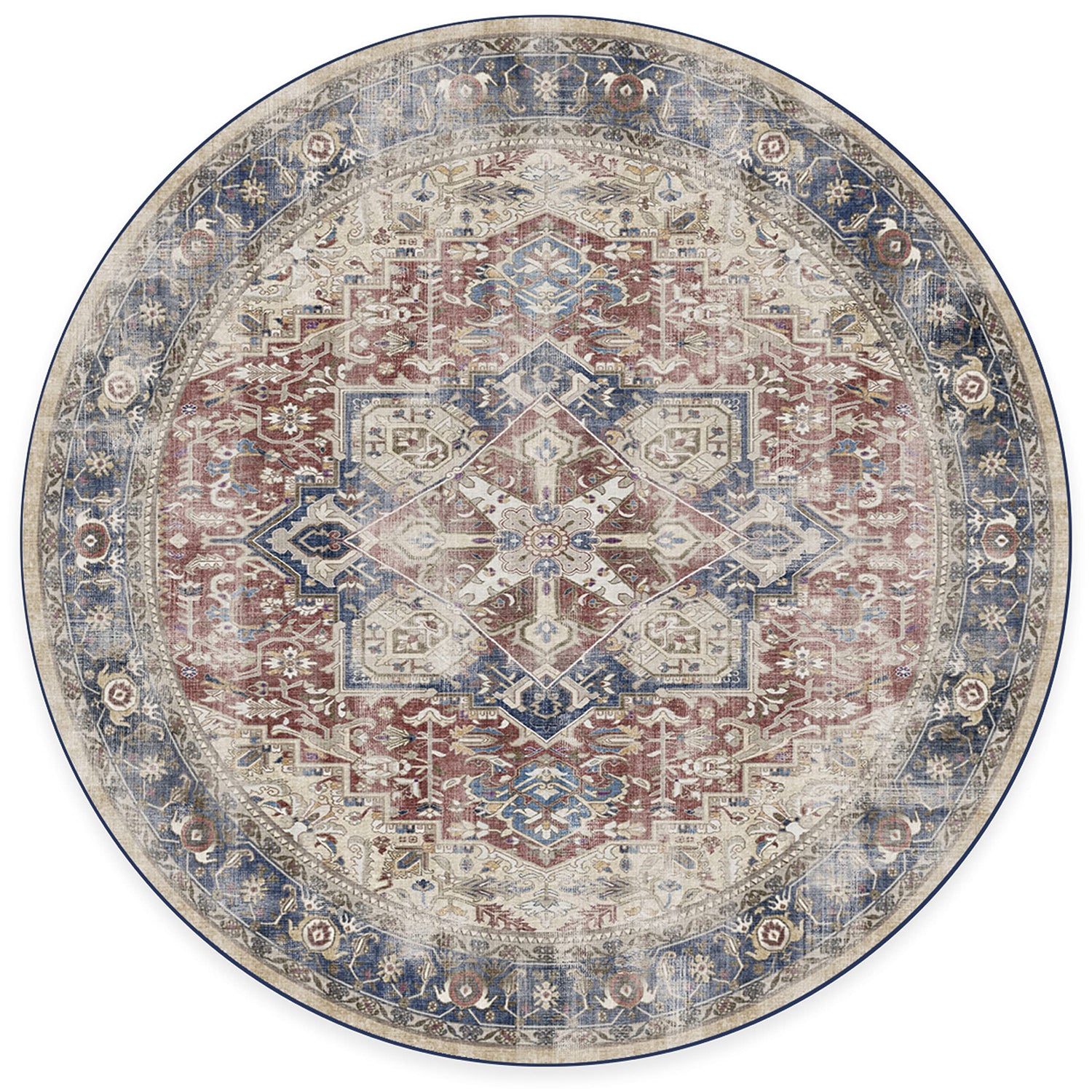 RUGGABLE Kamran Washable Rug - Perfect Vintage Area Rug for Living Room Bedroom Kitchen - Pet &amp; Child Friendly - Stain &amp; Water Resistant - Hazel 5&