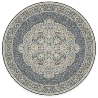 RUGGABLE Disney Traditional Mickey Mouse Washable Rug - Perfect Area Rug for Nursery Playroom Kids Room - Pet &amp; Child Friendly - Stain &amp; Water Resistant - Damask Grey 3&