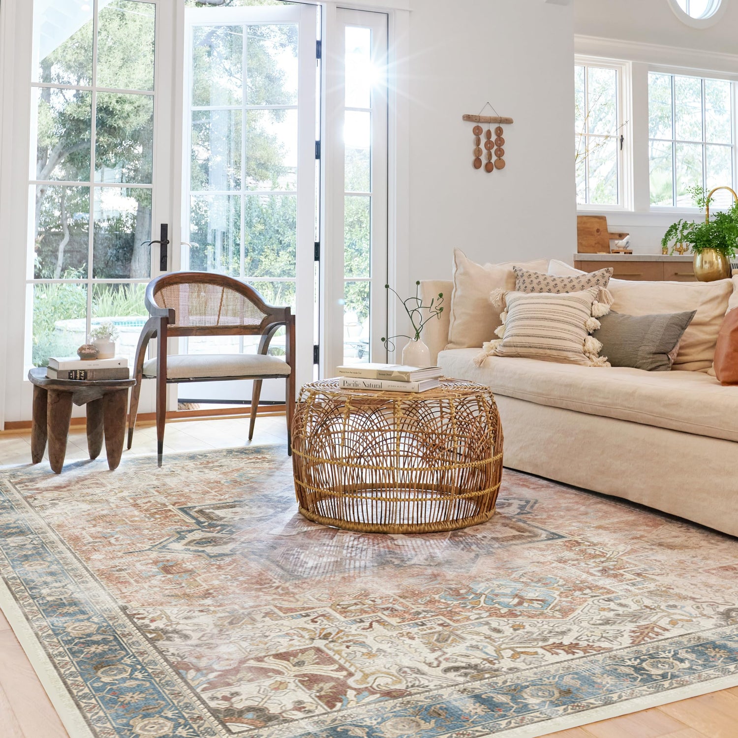 RUGGABLE Kamran Washable Rug - Perfect Vintage Area Rug for Living Room Bedroom Kitchen - Pet &amp; Child Friendly - Stain &amp; Water Resistant - Hazel 5&