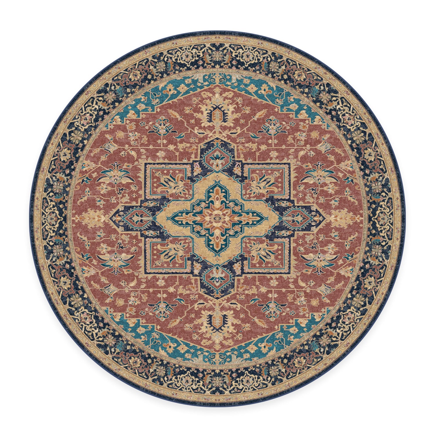 RUGGABLE Maral Heriz Washable Rug - Perfect Vintage Area Rug for Living Room Bedroom Kitchen - Pet &amp; Child Friendly - Stain &amp; Water Resistant - Creme 3&