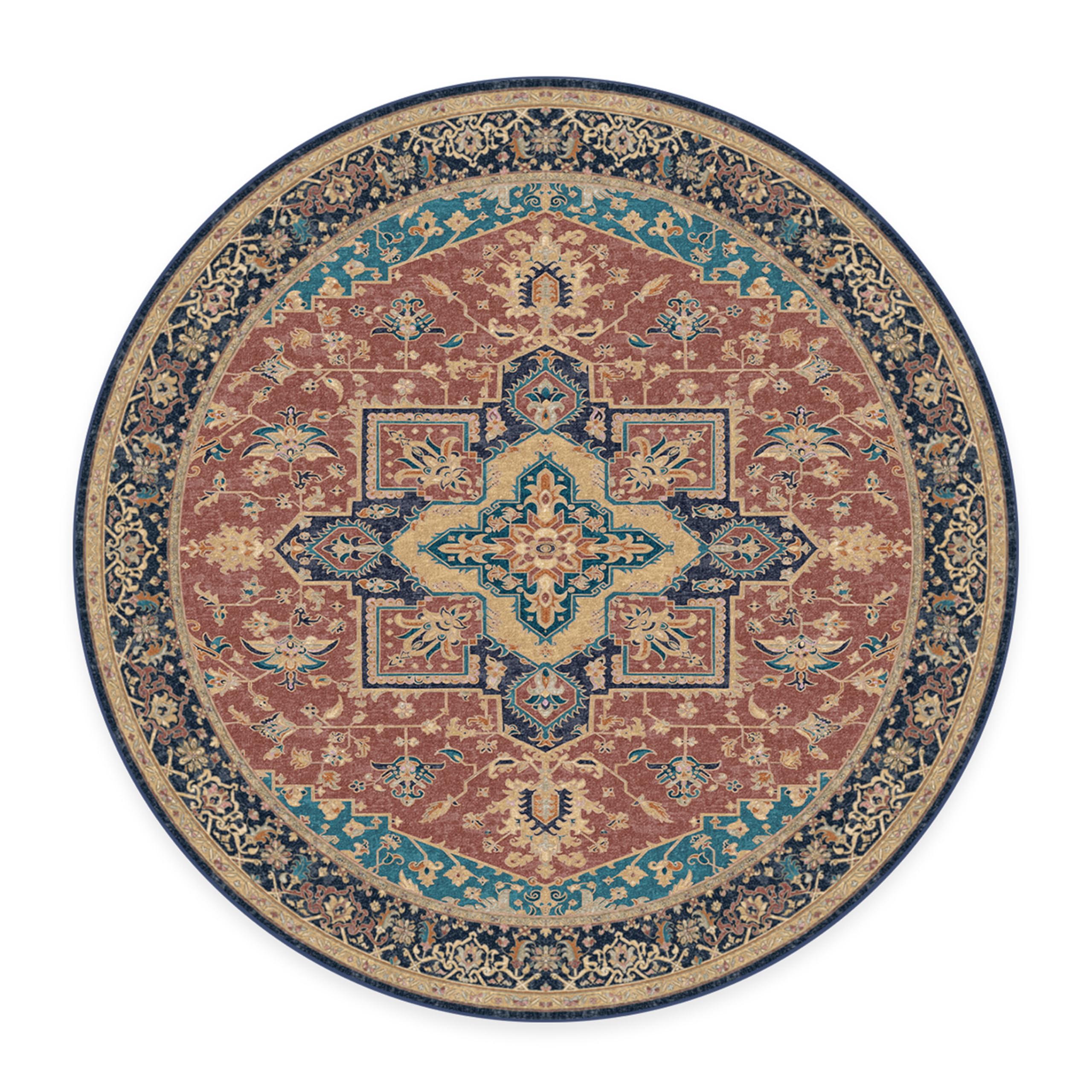 RUGGABLE Maral Heriz Washable Rug - Perfect Vintage Area Rug for Living Room Bedroom Kitchen - Pet &amp; Child Friendly - Stain &amp; Water Resistant - Creme 3&