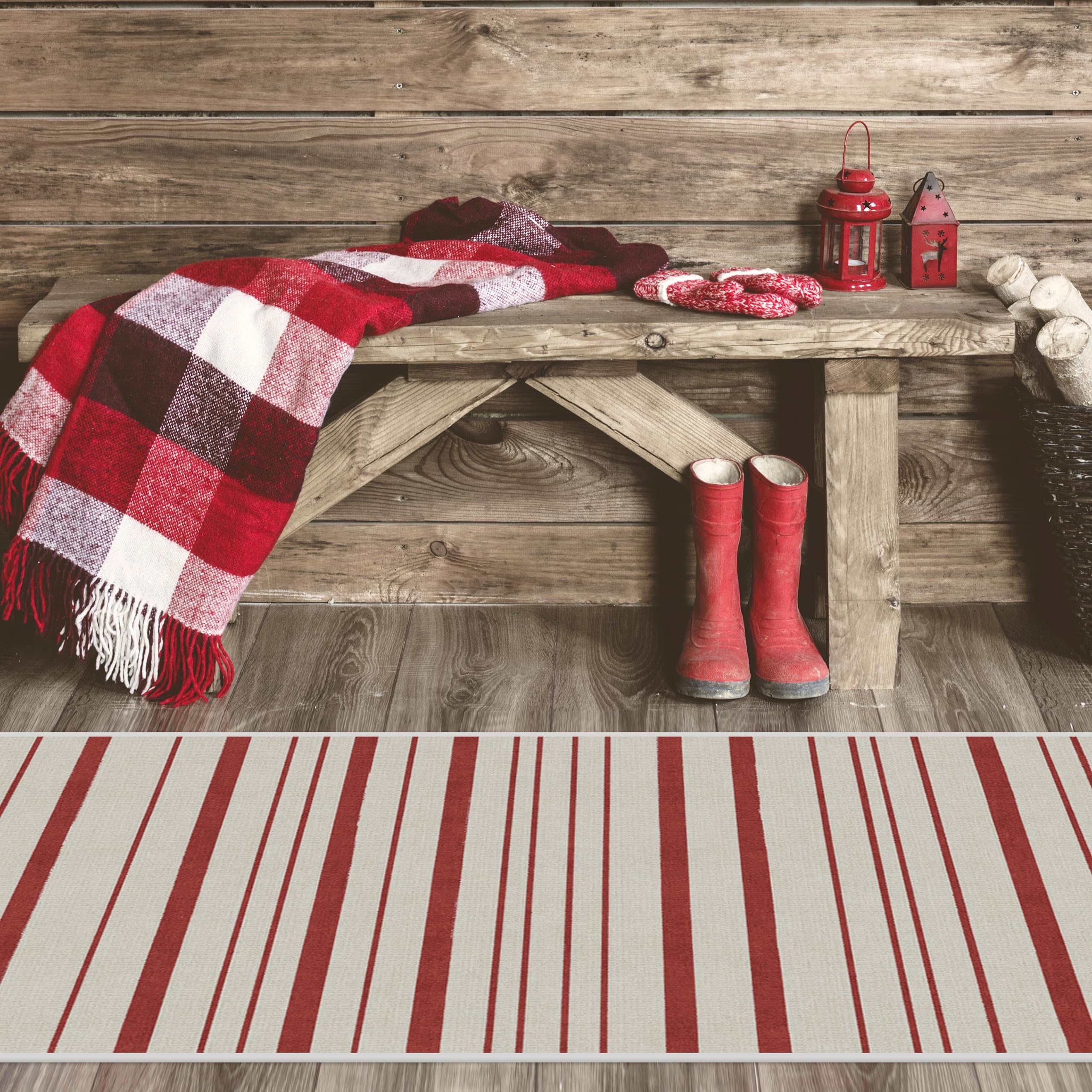 RUGGABLE Winter Plaid Washable Rug - Perfect Holiday Area Rug for Living Room Bedroom Kitchen - Pet &amp; Child Friendly - Stain &amp; Water Resistant - Dress Stewart Tartan Plaid 3&