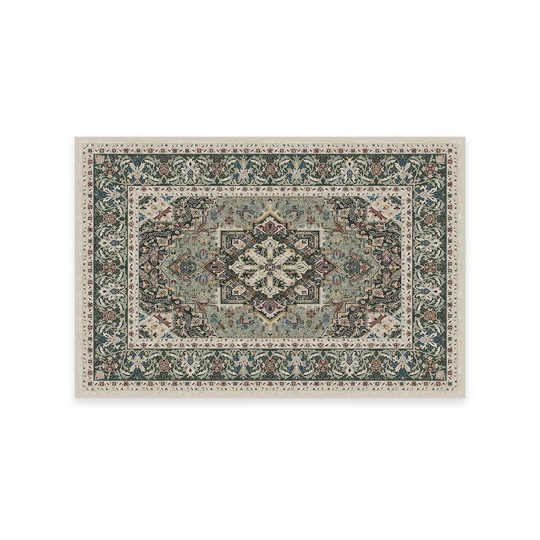 RUGGABLE Hendesi Heriz Washable Rug - Perfect Antique Vintage Area Rug for Living Room Bedroom Kitchen - Pet &amp; Child Friendly - Stain &amp; Water Resistant, Non-Slip - Abalone 2&