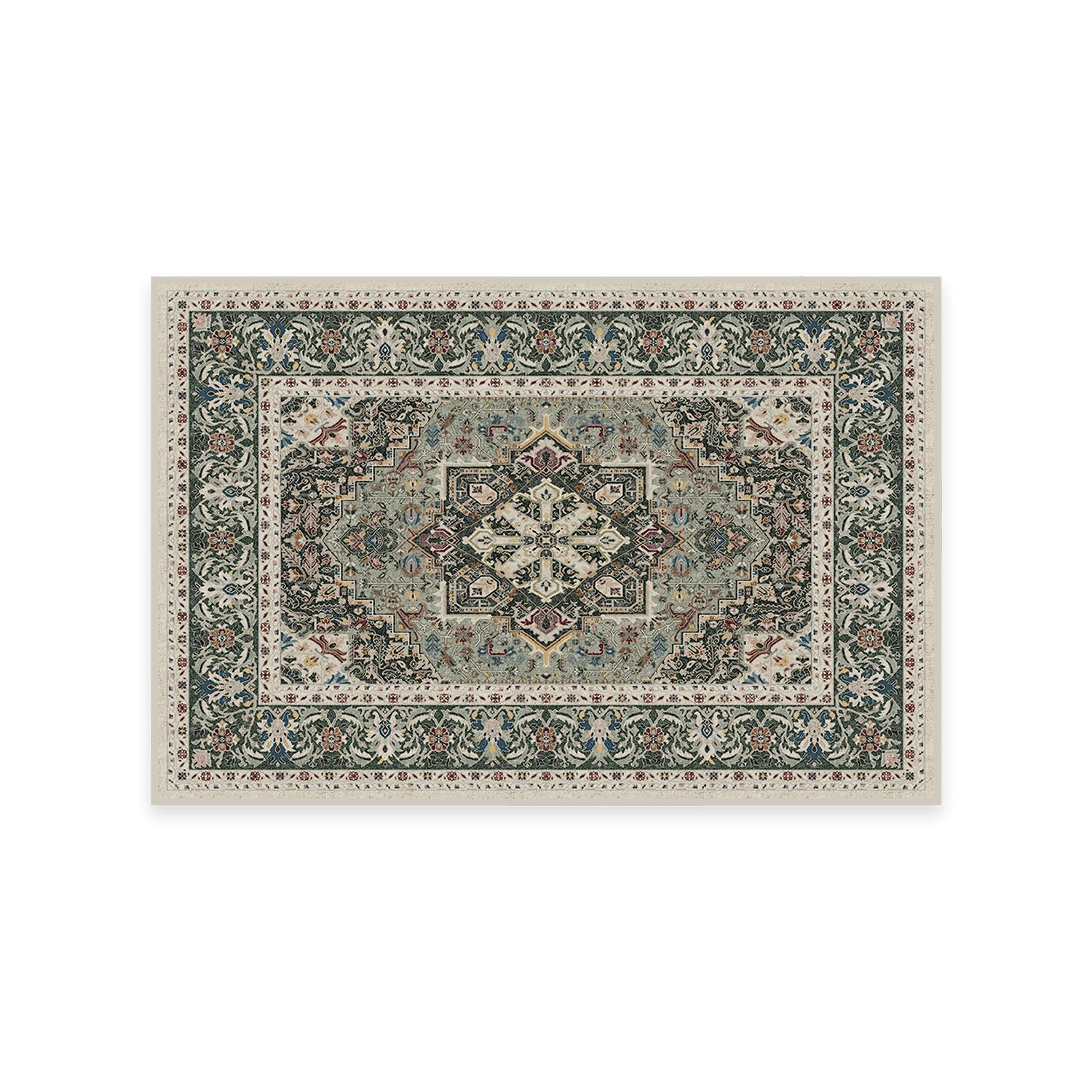 RUGGABLE Hendesi Heriz Washable Rug - Perfect Antique Vintage Area Rug for Living Room Bedroom Kitchen - Pet &amp; Child Friendly - Stain &amp; Water Resistant, Non-Slip - Abalone 2&