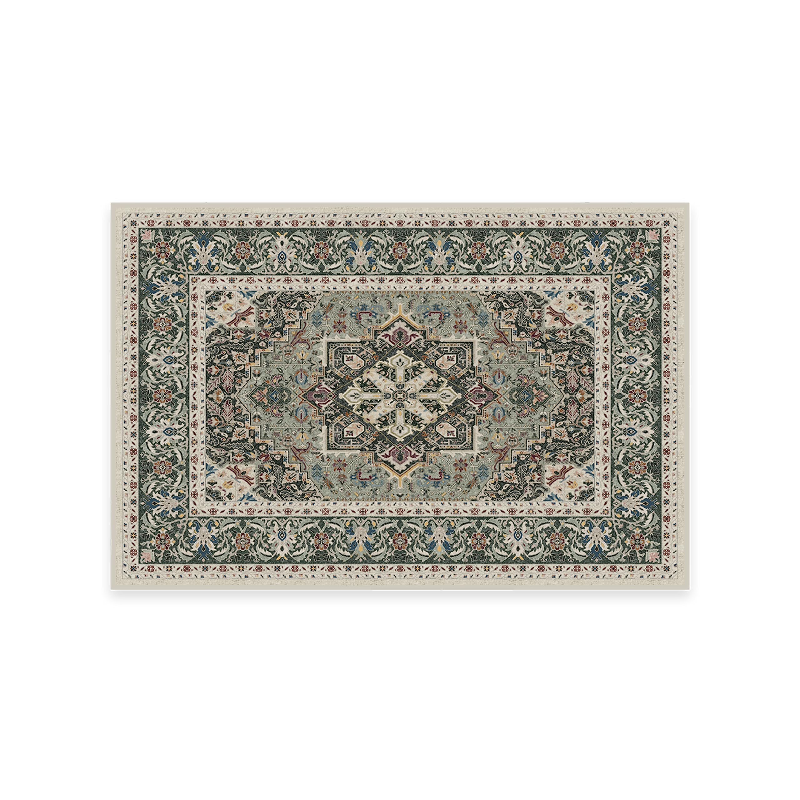RUGGABLE Hendesi Heriz Washable Rug - Perfect Antique Vintage Area Rug for Living Room Bedroom Kitchen - Pet &amp; Child Friendly - Stain &amp; Water Resistant, Non-Slip - Abalone 2&