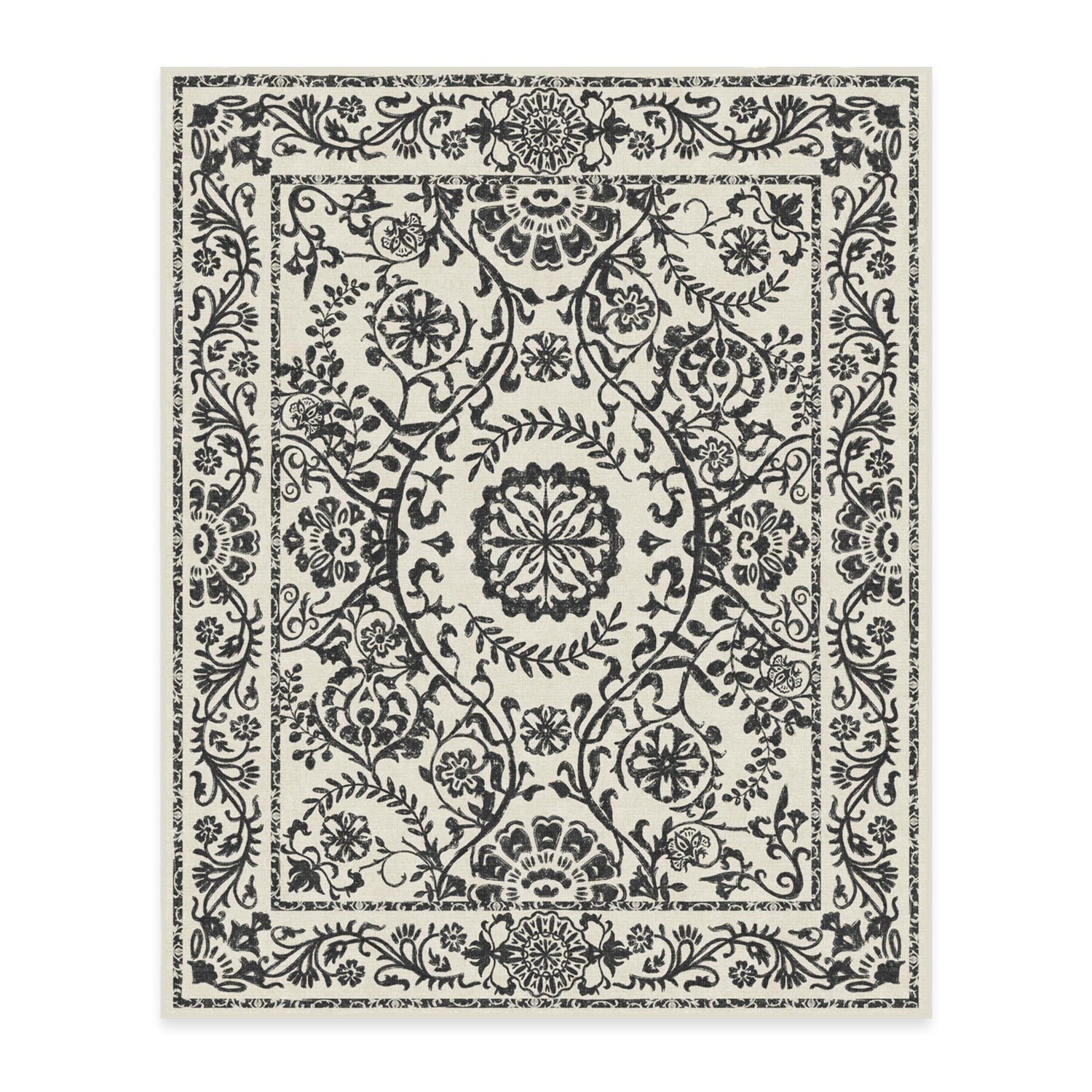 RUGGABLE Washable 2x3 Area Rug, Delphina Delft Blue, Premium Vintage Rugs for Living Room, Bedroom, Kitchen, Office, Classroom with Gripper Non Slip Pad