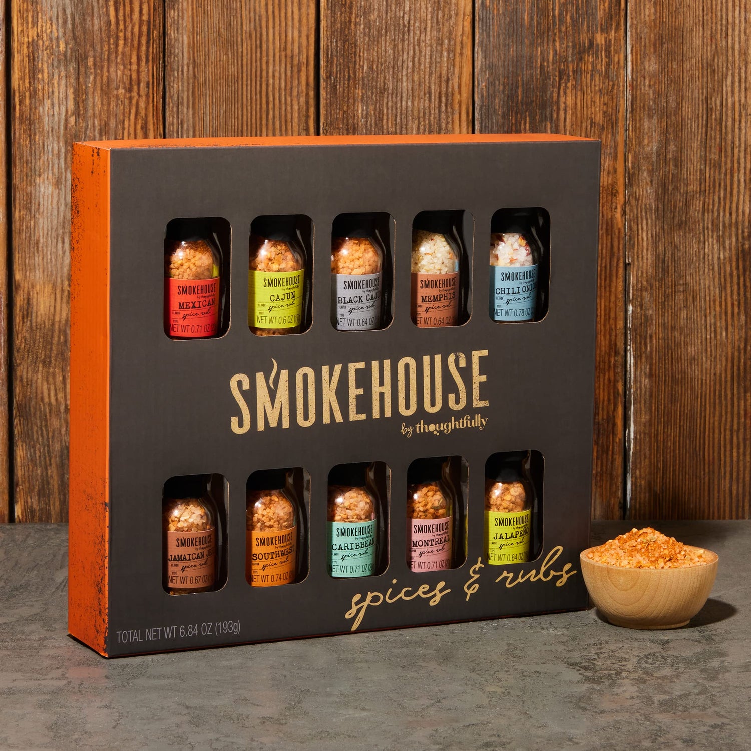 Smokehouse Gift Set by Thoughtfully, Vegan and Vegetarian Barbecue Rubs, Flavors Include Cajun, Caribbean, Memphis and Southwest, Set of 4