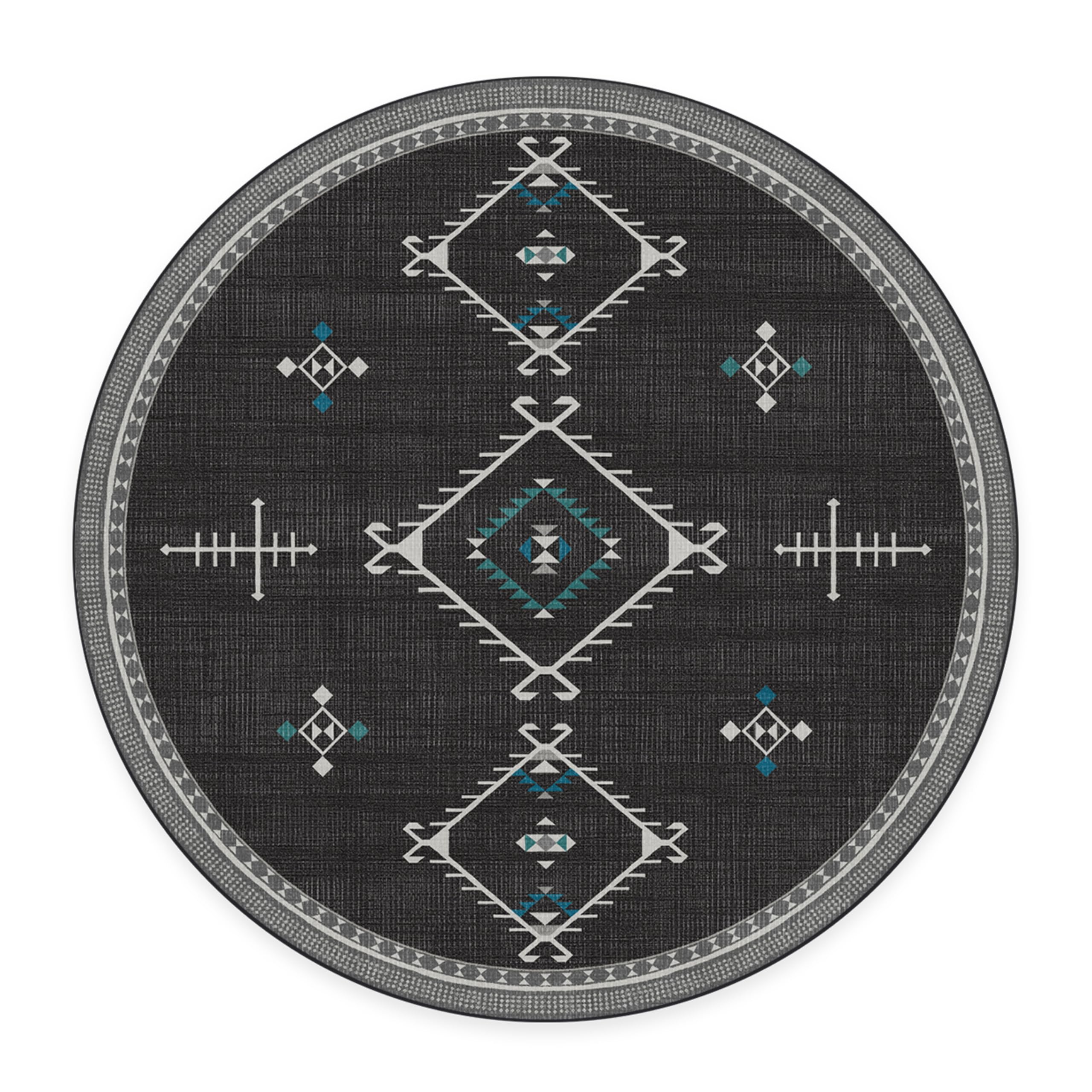 RUGGABLE Damali Runner Rug - Perfect Boho Washable Rug for Entryway Hallway Kitchen - Pet &amp; Child Friendly - Non-Toxic - Stain &amp; Water Resistant - Black &amp; White 2.5&