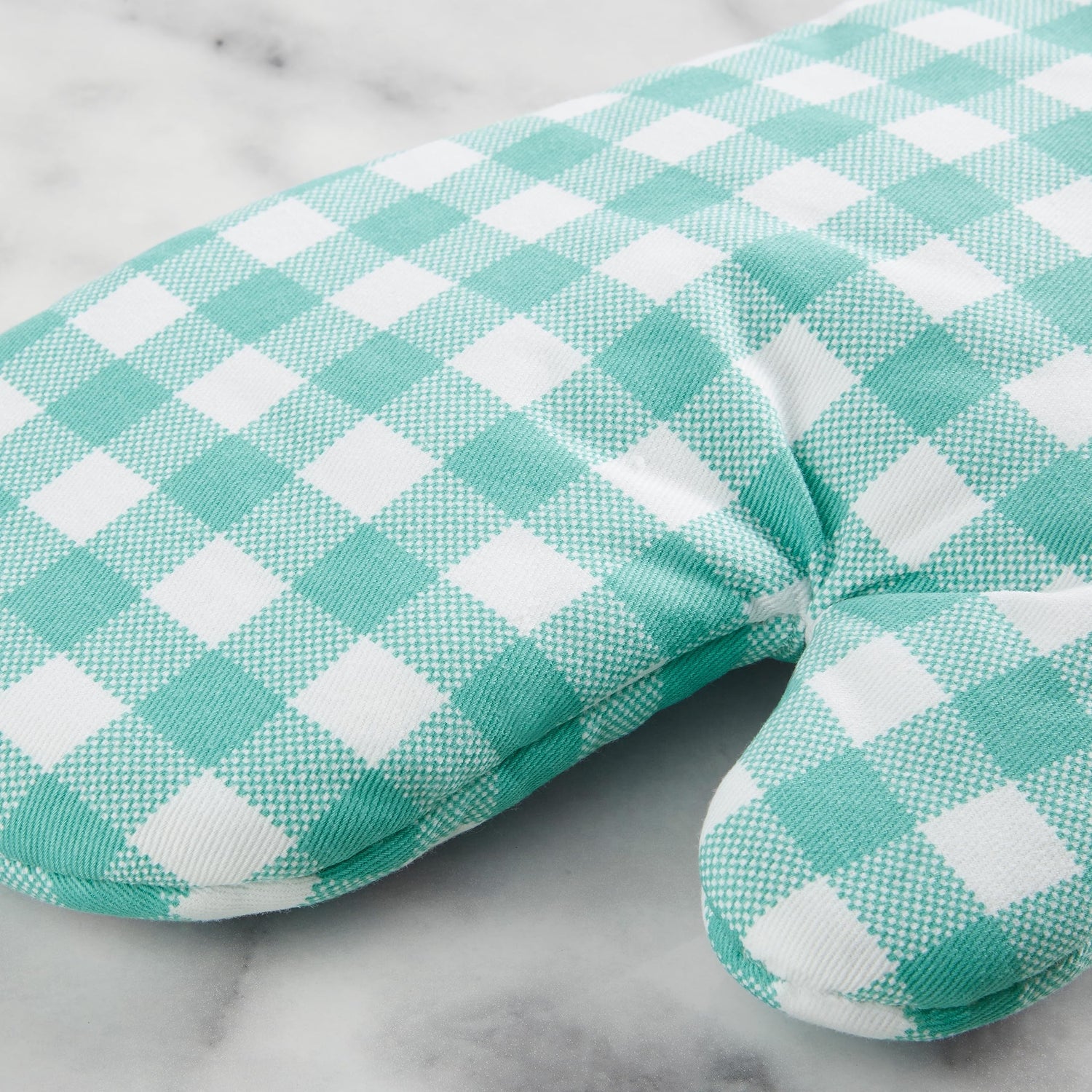 KitchenAid Gingham Oven Mitt 2-Pack Set, Milkshake, 7&quot;x13&quot;