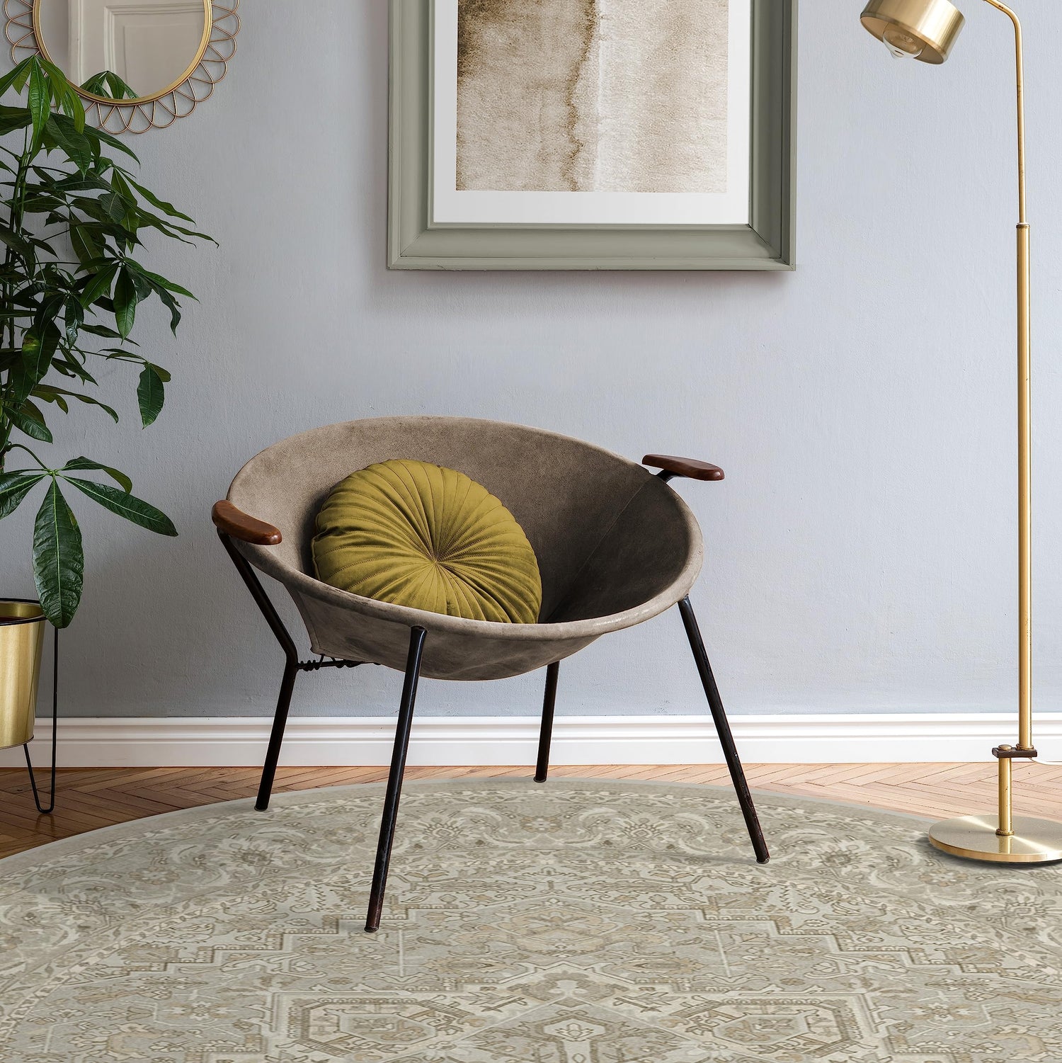 RUGGABLE Hendesi Heriz Washable Rug - Perfect Antique Vintage Area Rug for Living Room Bedroom Kitchen - Pet &amp; Child Friendly - Stain &amp; Water Resistant, Non-Slip - Abalone 2&
