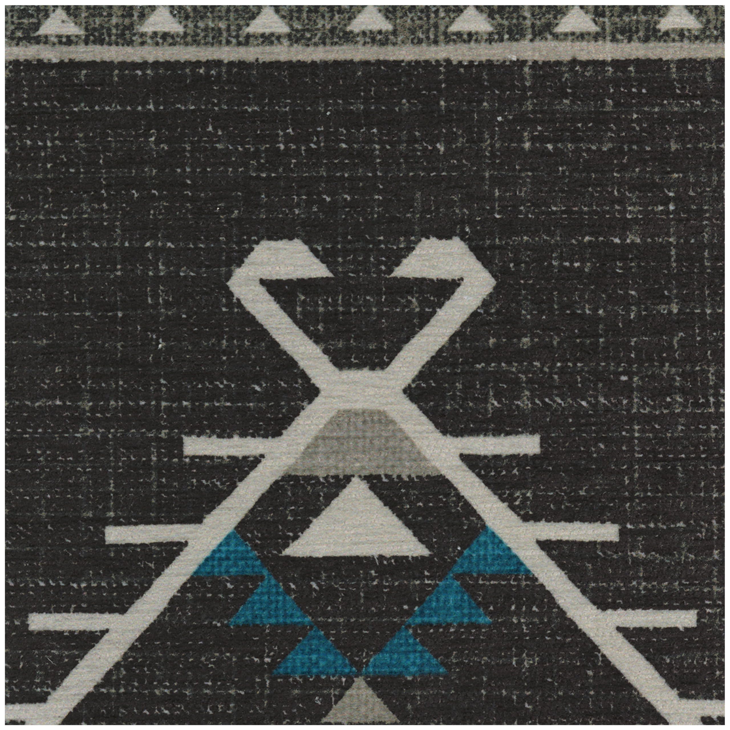 RUGGABLE Damali Runner Rug - Perfect Boho Washable Rug for Entryway Hallway Kitchen - Pet &amp; Child Friendly - Non-Toxic - Stain &amp; Water Resistant - Black &amp; White 2.5&