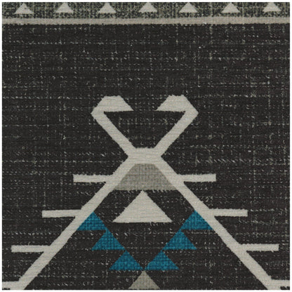 RUGGABLE Damali Runner Rug - Perfect Boho Washable Rug for Entryway Hallway Kitchen - Pet &amp; Child Friendly - Non-Toxic - Stain &amp; Water Resistant - Black &amp; White 2.5&
