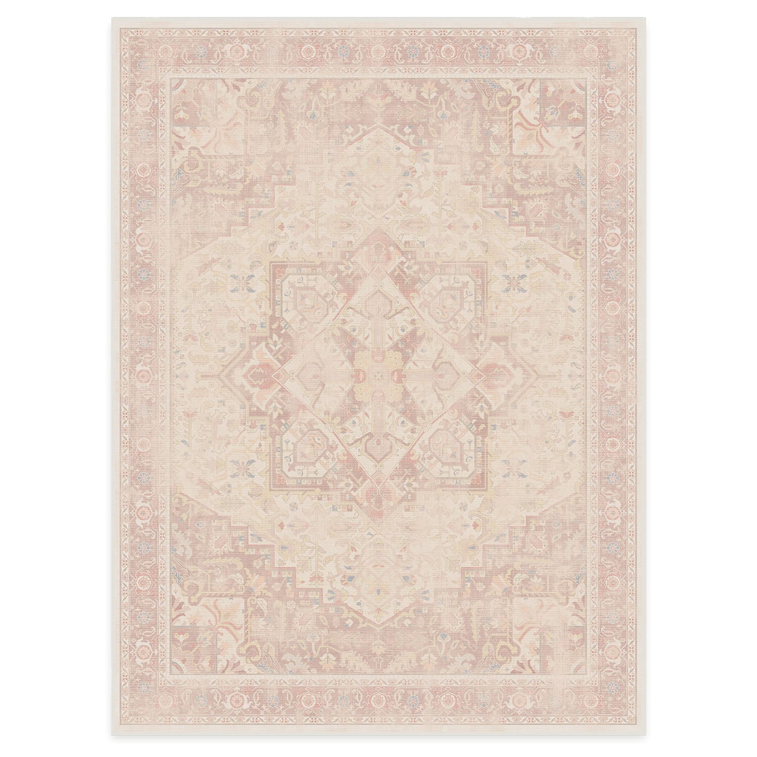 RUGGABLE Kamran Washable Rug - Perfect Vintage Area Rug for Living Room Bedroom Kitchen - Pet &amp; Child Friendly - Stain &amp; Water Resistant - Hazel 5&