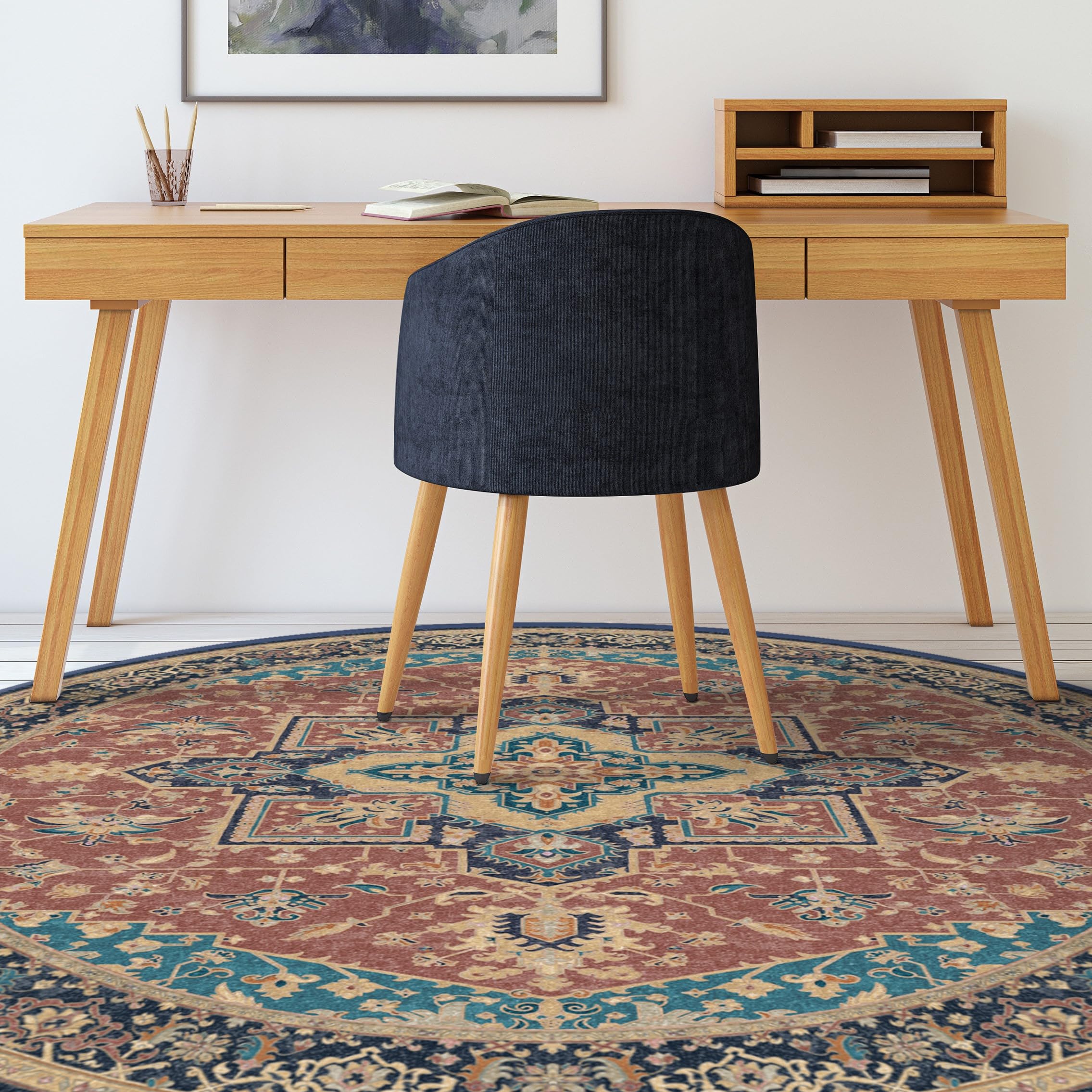 RUGGABLE Maral Heriz Washable Rug - Perfect Vintage Area Rug for Living Room Bedroom Kitchen - Pet &amp; Child Friendly - Stain &amp; Water Resistant - Creme 3&