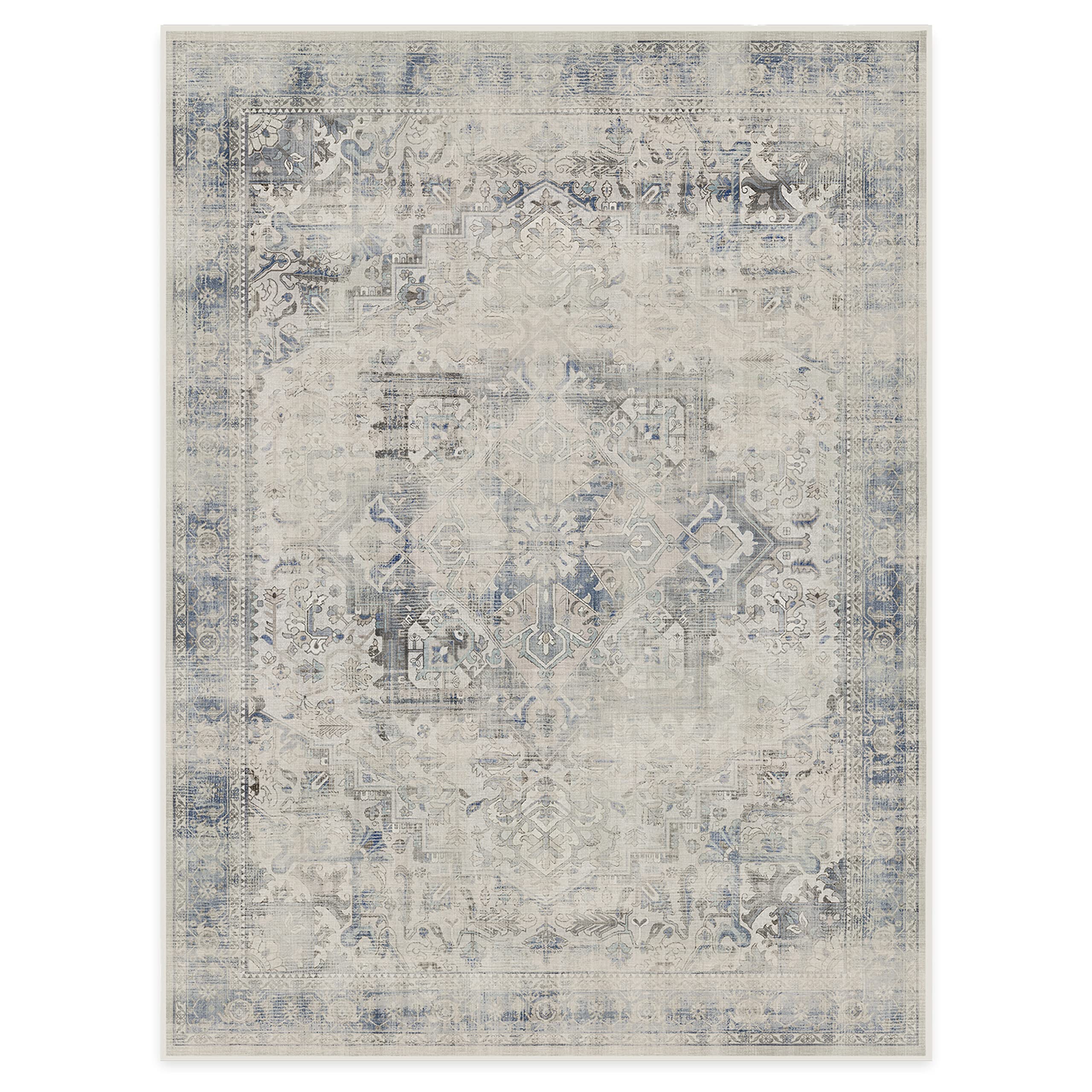 RUGGABLE Kamran Washable Rug - Perfect Vintage Area Rug for Living Room Bedroom Kitchen - Pet &amp; Child Friendly - Stain &amp; Water Resistant - Hazel 5&
