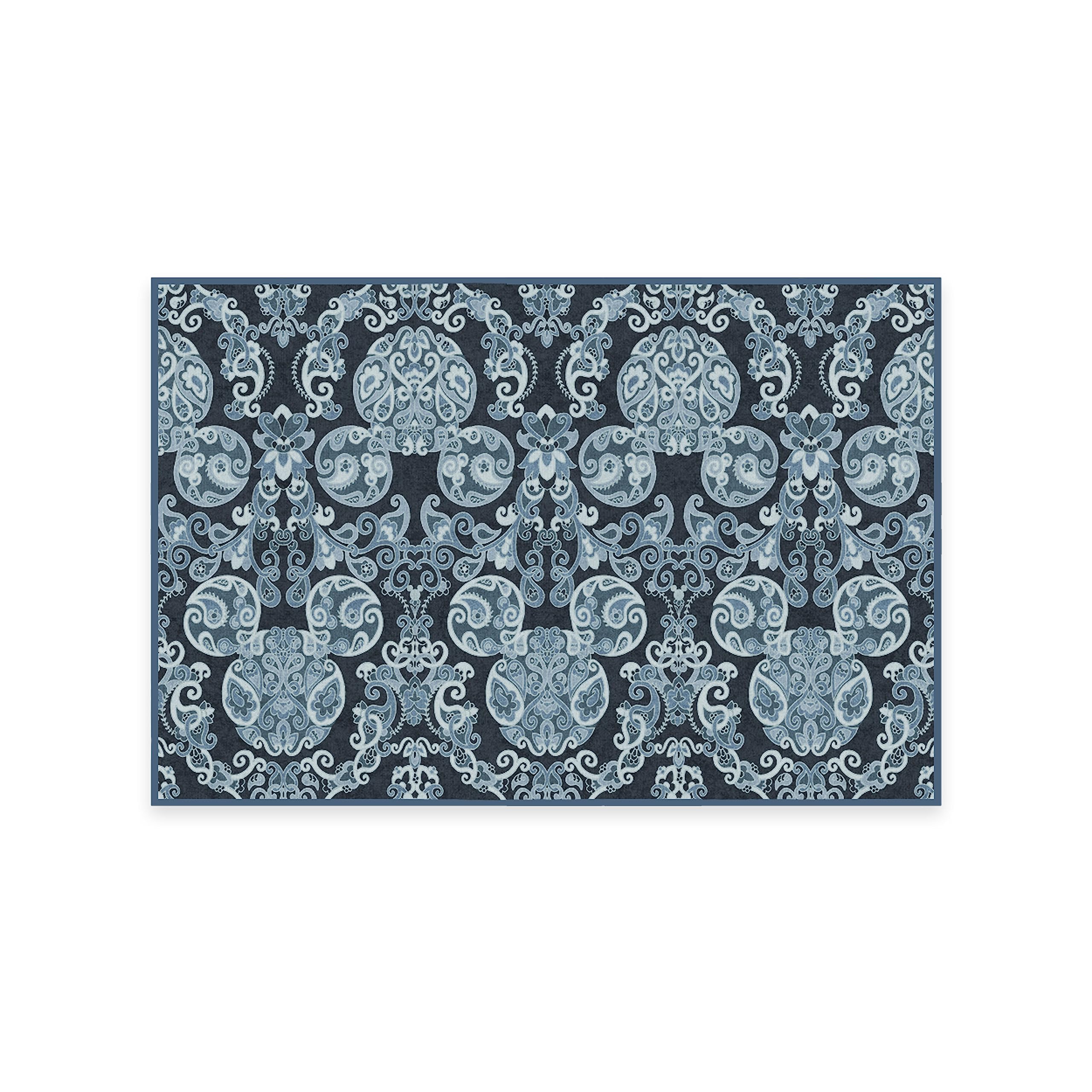RUGGABLE Disney Traditional Mickey Mouse Washable Rug - Perfect Area Rug for Nursery Playroom Kids Room - Pet &amp; Child Friendly - Stain &amp; Water Resistant - Damask Grey 3&