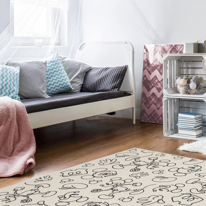 RUGGABLE Disney Classic Minnie Mouse Washable Rug - Perfect Area Rug for Nursery Playroom Kids Room - Pet &amp; Child Friendly - Stain &amp; Water Resistant - Trellis Pink 5&