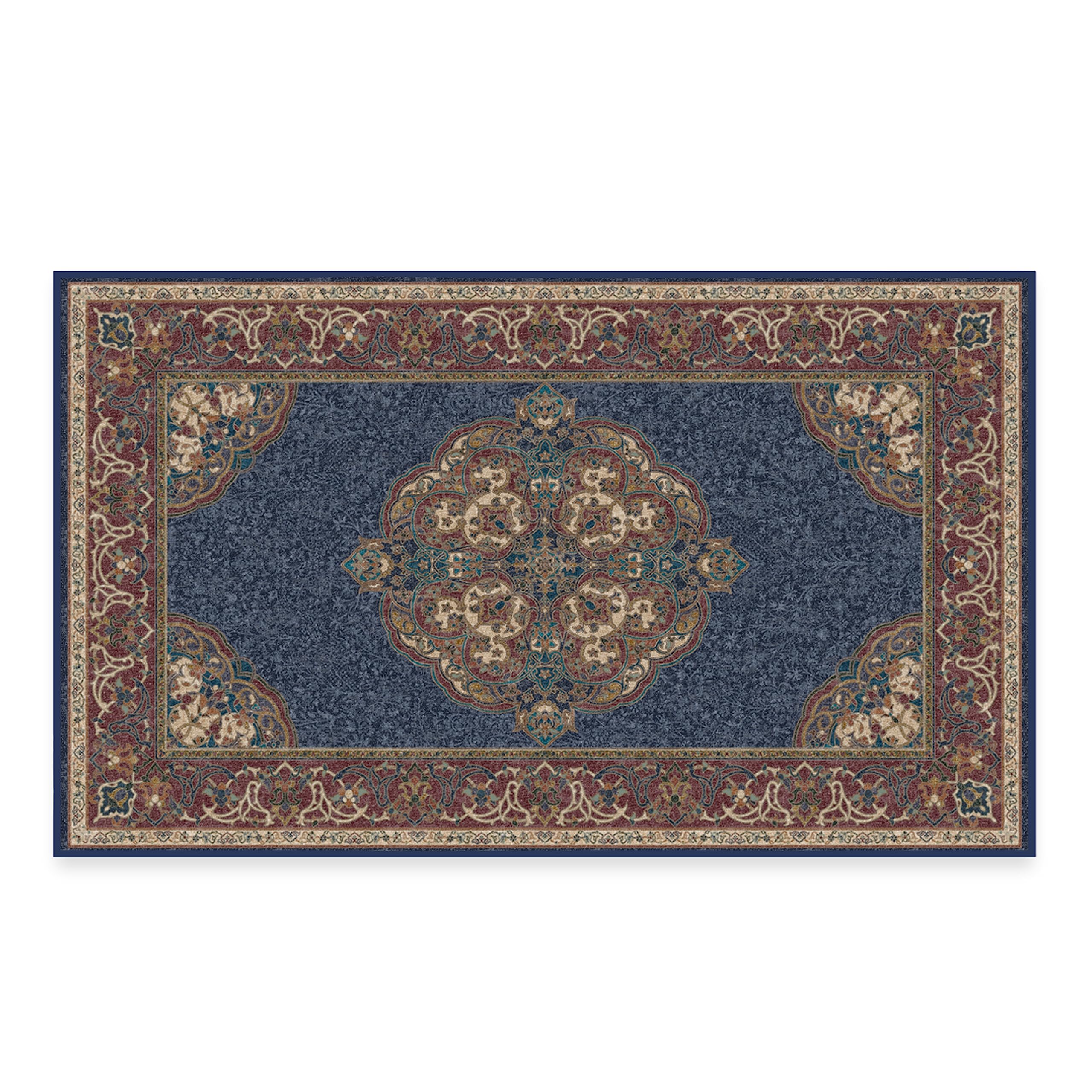 RUGGABLE Disney Traditional Mickey Mouse Washable Rug - Perfect Area Rug for Nursery Playroom Kids Room - Pet &amp; Child Friendly - Stain &amp; Water Resistant - Damask Grey 3&