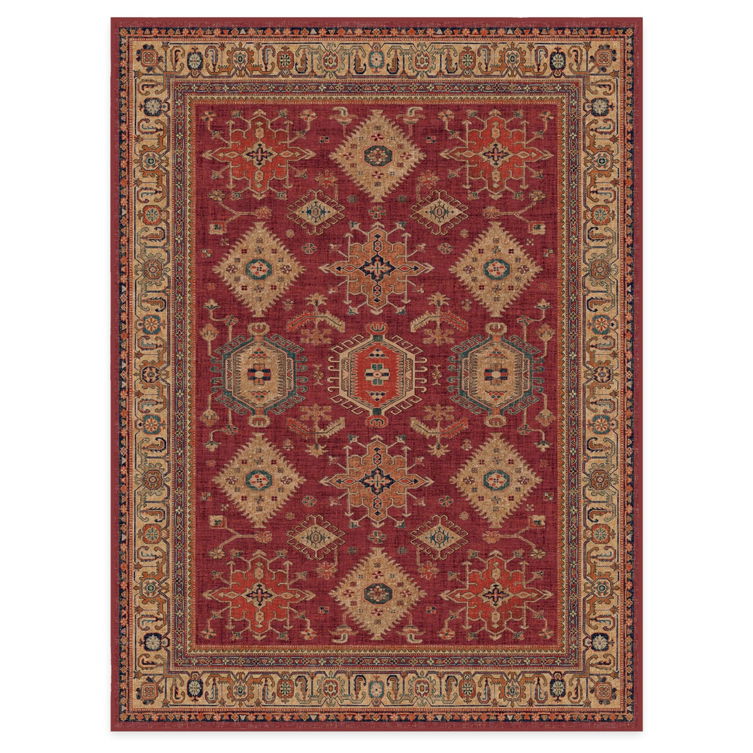 RUGGABLE – Cambria Ruby – Machine Washable Runner Rug – Pet &amp; Child Friendly – Stain &amp; Water Resistant – Non-Slip – 2.5&