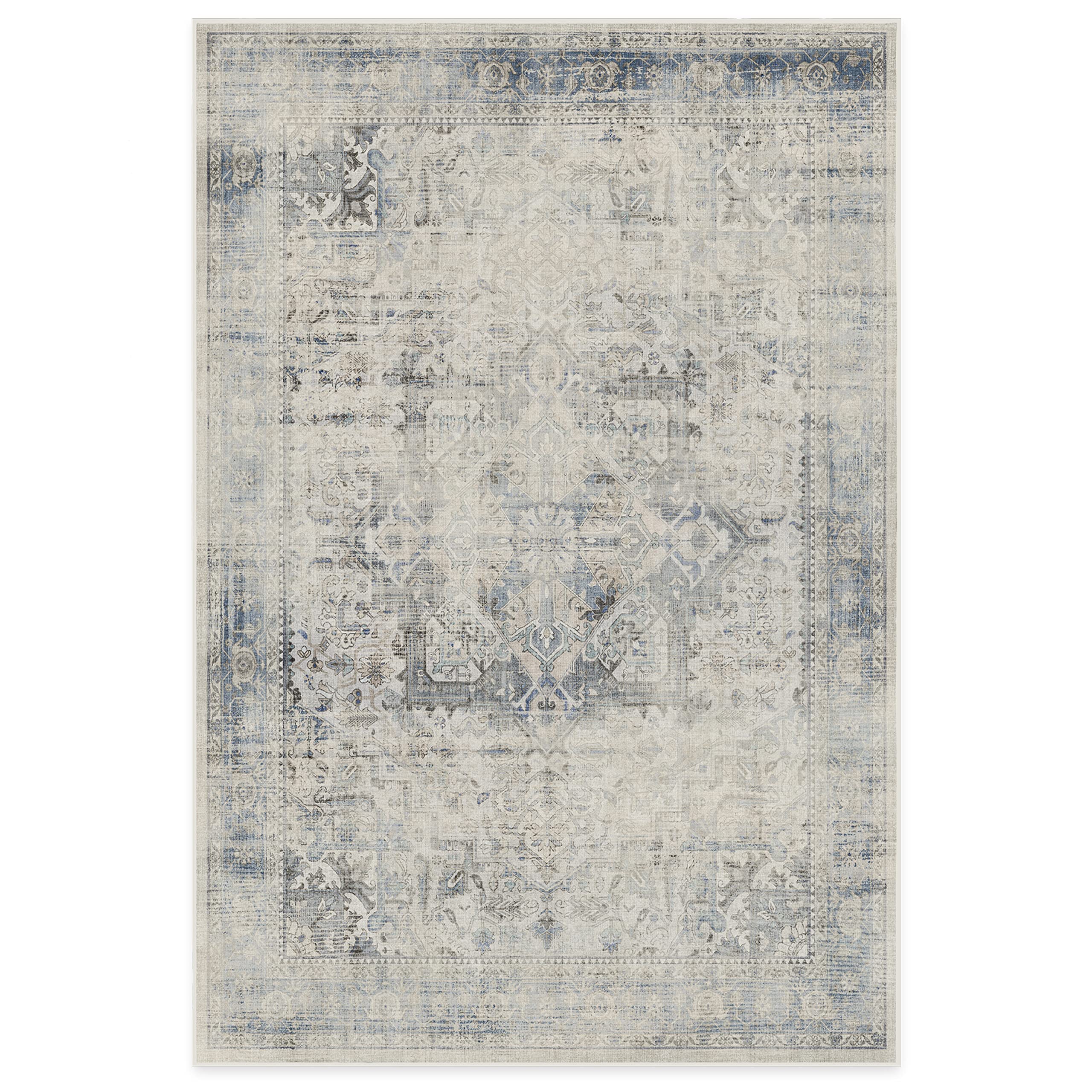 RUGGABLE Kamran Washable Rug - Perfect Vintage Area Rug for Living Room Bedroom Kitchen - Pet &amp; Child Friendly - Stain &amp; Water Resistant - Hazel 5&