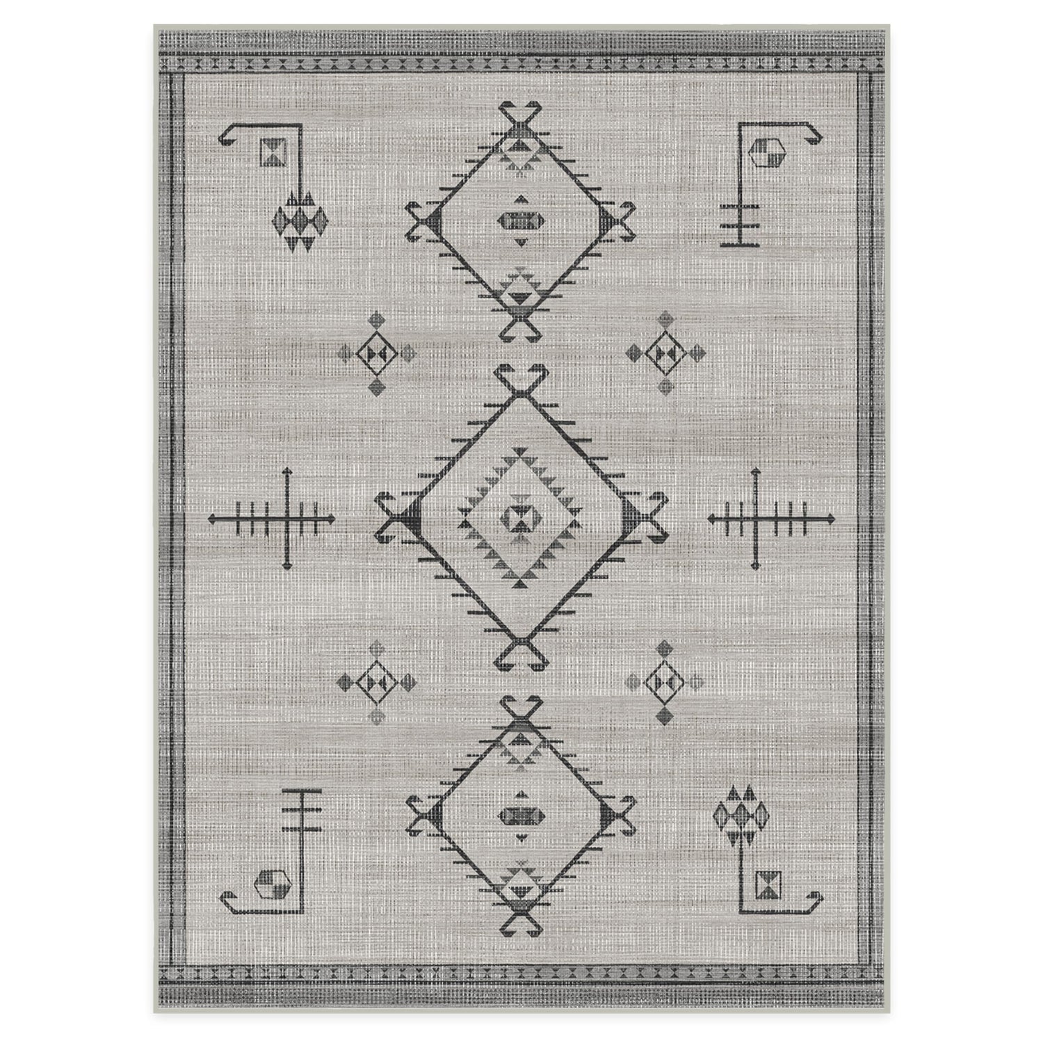 RUGGABLE Damali Runner Rug - Perfect Boho Washable Rug for Entryway Hallway Kitchen - Pet &amp; Child Friendly - Non-Toxic - Stain &amp; Water Resistant - Black &amp; White 2.5&