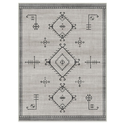 RUGGABLE Damali Runner Rug - Perfect Boho Washable Rug for Entryway Hallway Kitchen - Pet &amp; Child Friendly - Non-Toxic - Stain &amp; Water Resistant - Black &amp; White 2.5&