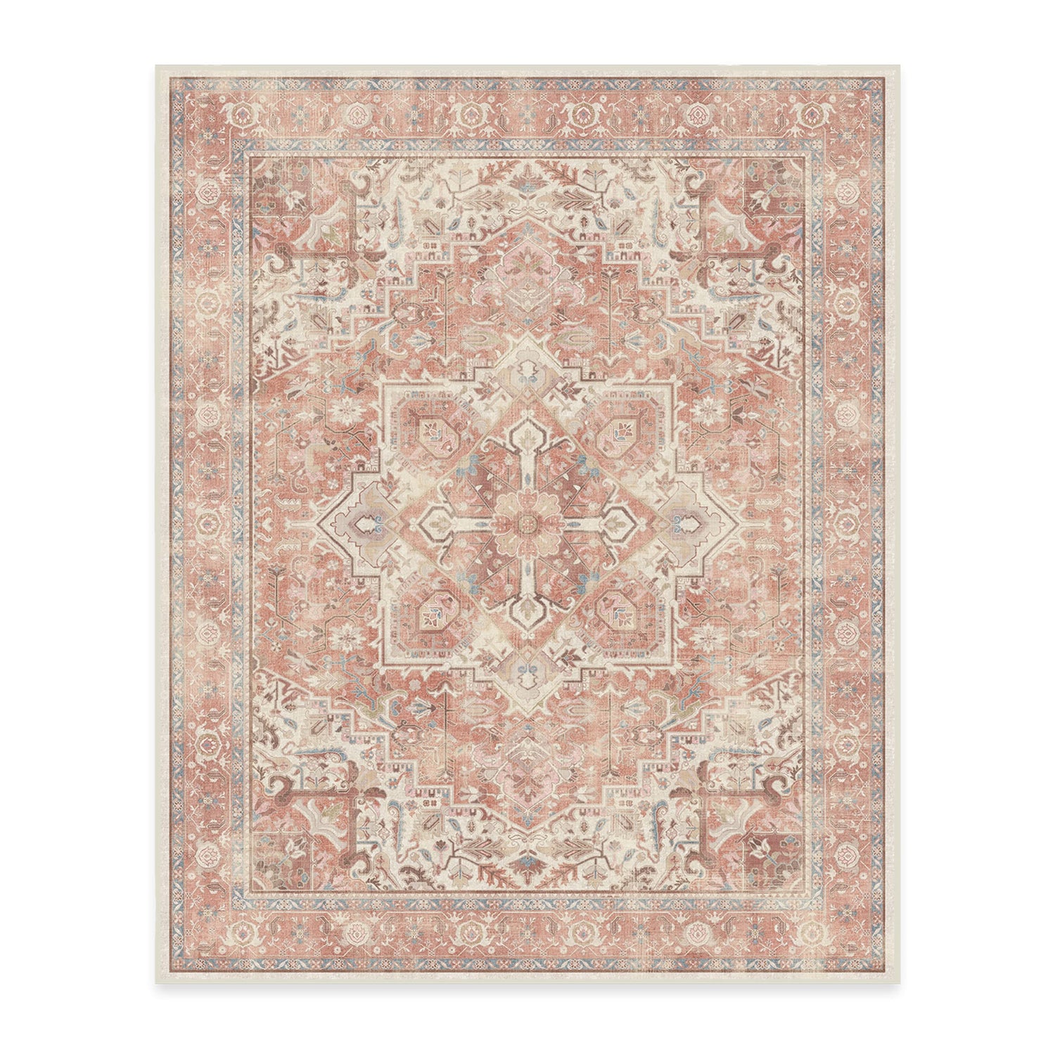 RUGGABLE Kamran Washable Rug - Perfect Vintage Area Rug for Living Room Bedroom Kitchen - Pet &amp; Child Friendly - Stain &amp; Water Resistant - Hazel 5&