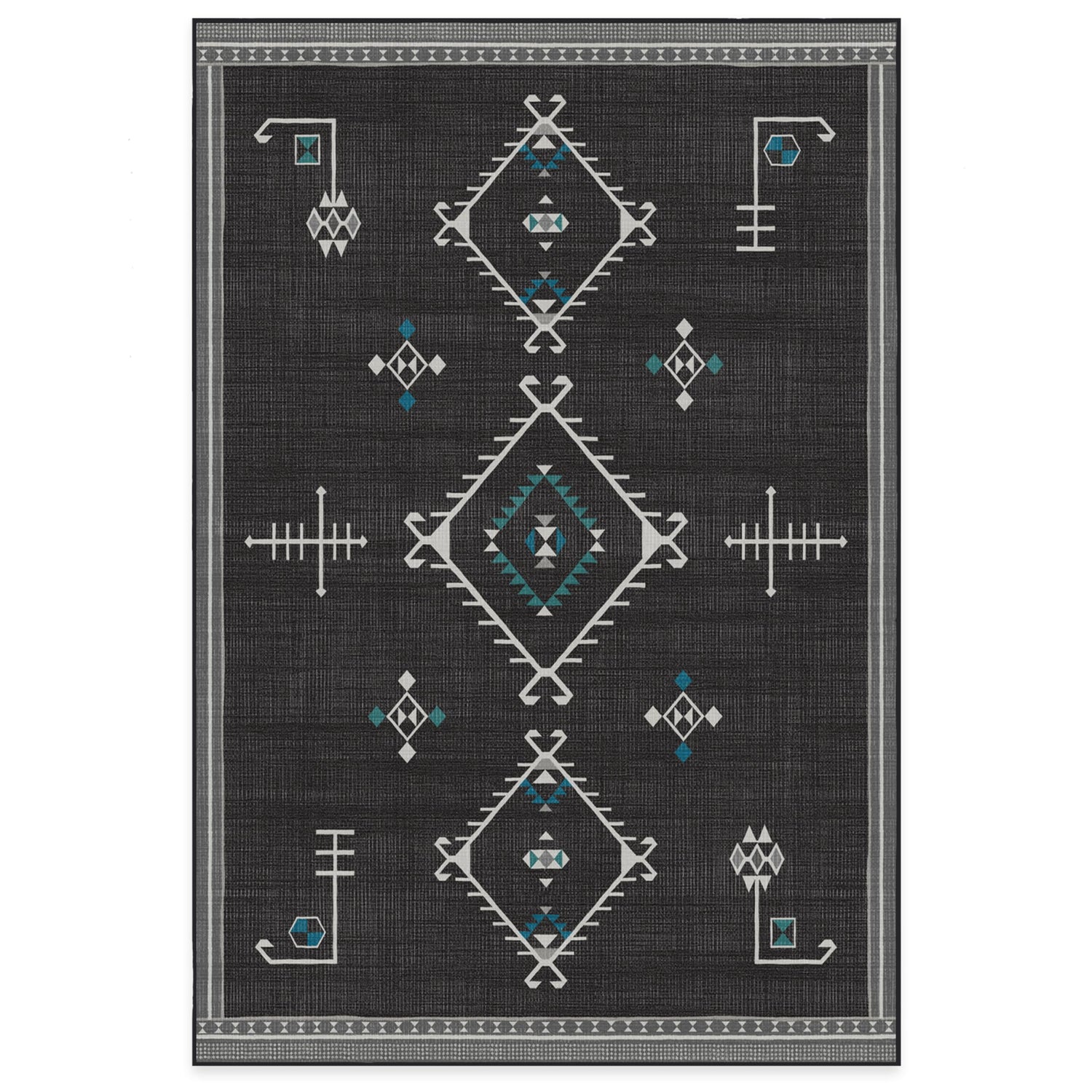 RUGGABLE Damali Runner Rug - Perfect Boho Washable Rug for Entryway Hallway Kitchen - Pet &amp; Child Friendly - Non-Toxic - Stain &amp; Water Resistant - Black &amp; White 2.5&