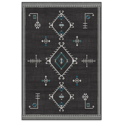 RUGGABLE Damali Runner Rug - Perfect Boho Washable Rug for Entryway Hallway Kitchen - Pet &amp; Child Friendly - Non-Toxic - Stain &amp; Water Resistant - Black &amp; White 2.5&