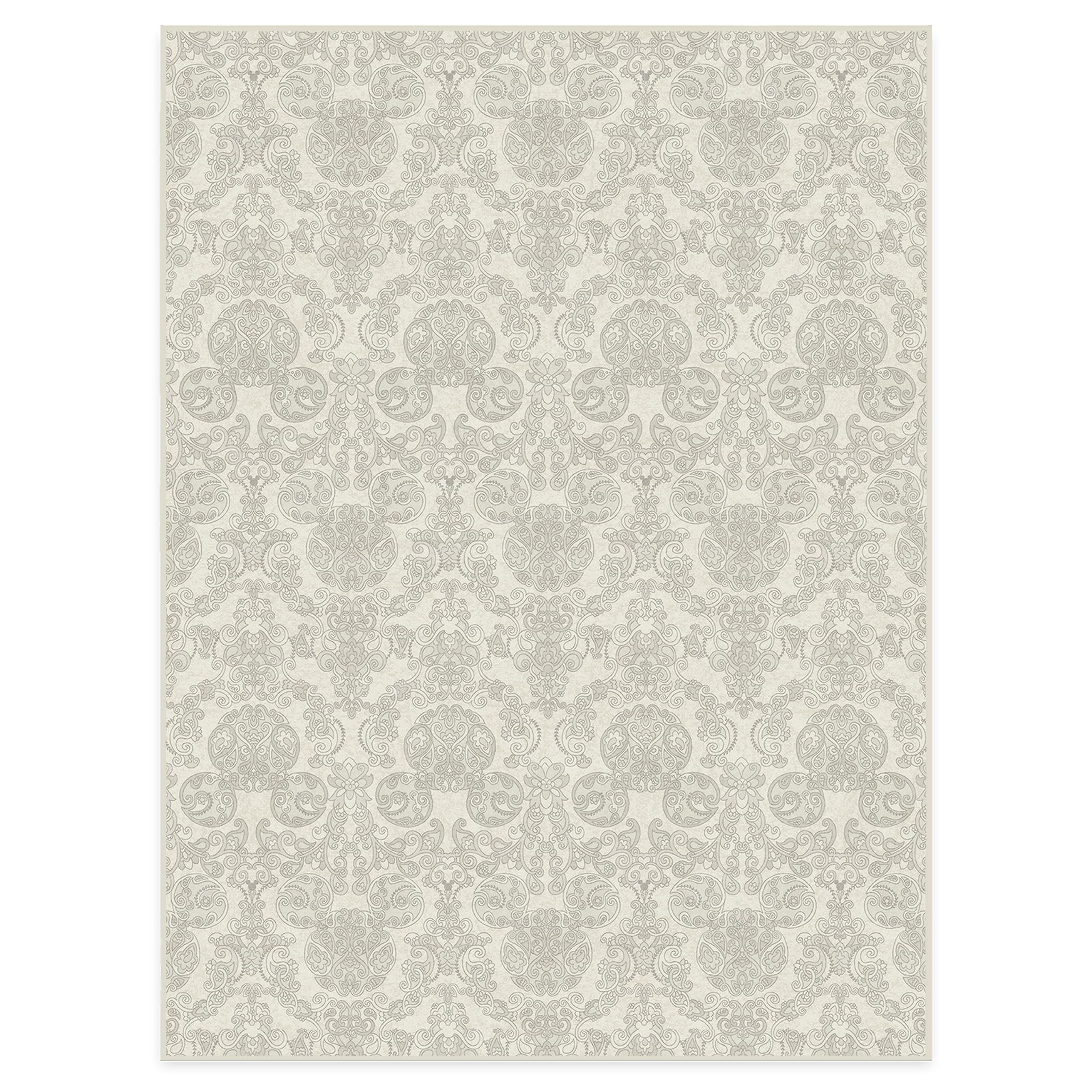 RUGGABLE Disney Traditional Mickey Mouse Washable Rug - Perfect Area Rug for Nursery Playroom Kids Room - Pet &amp; Child Friendly - Stain &amp; Water Resistant - Damask Grey 3&
