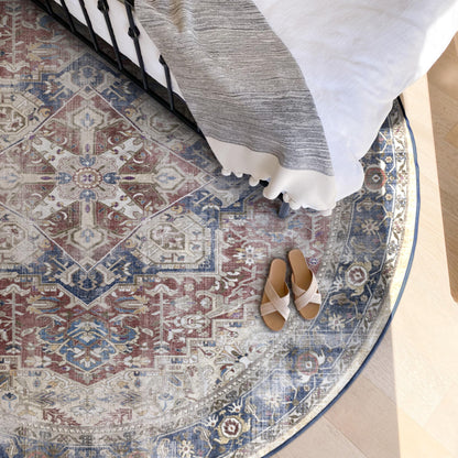 RUGGABLE Kamran Washable Rug - Perfect Vintage Area Rug for Living Room Bedroom Kitchen - Pet &amp; Child Friendly - Stain &amp; Water Resistant - Hazel 5&