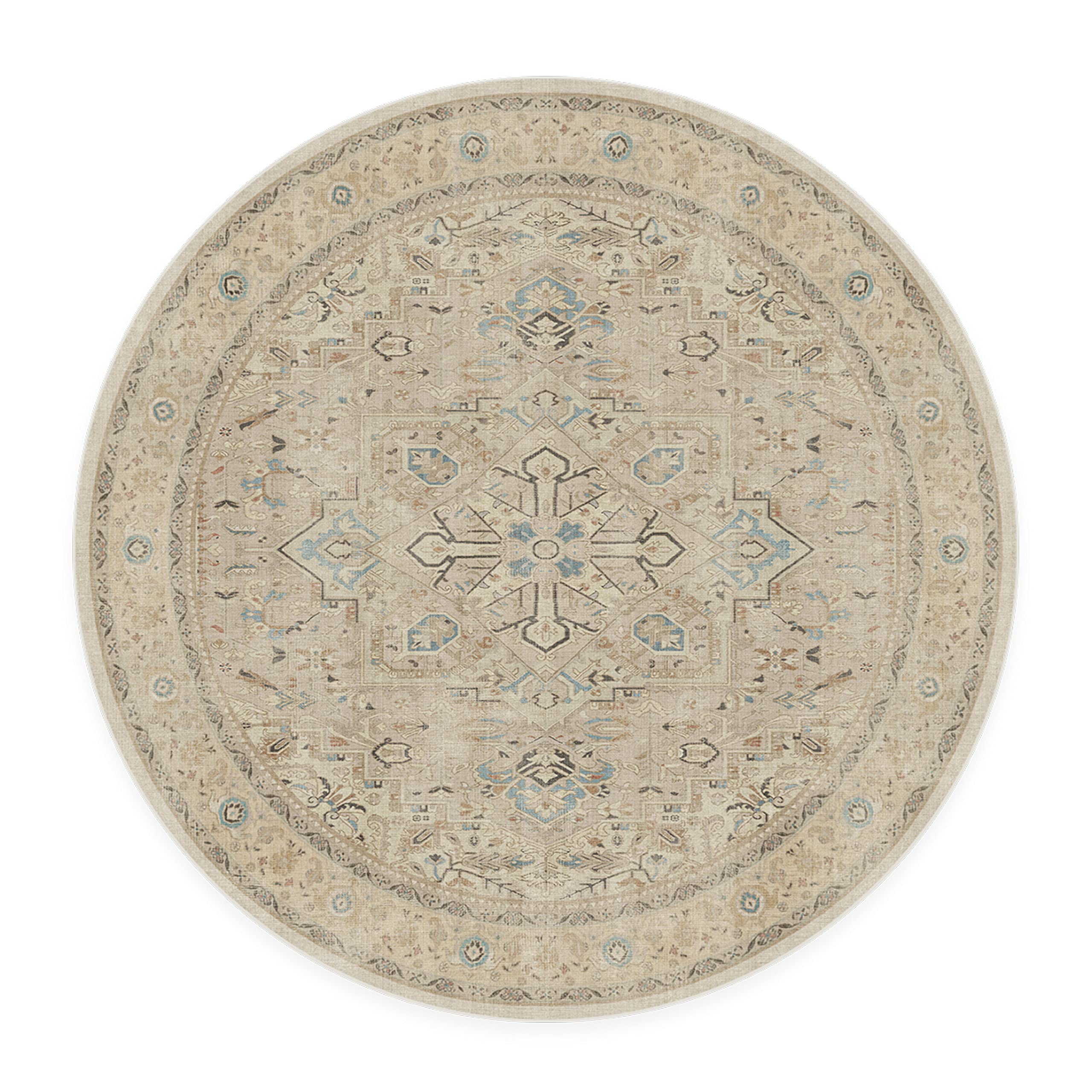 RUGGABLE Kamran Washable Rug - Perfect Vintage Area Rug for Living Room Bedroom Kitchen - Pet &amp; Child Friendly - Stain &amp; Water Resistant - Hazel 5&