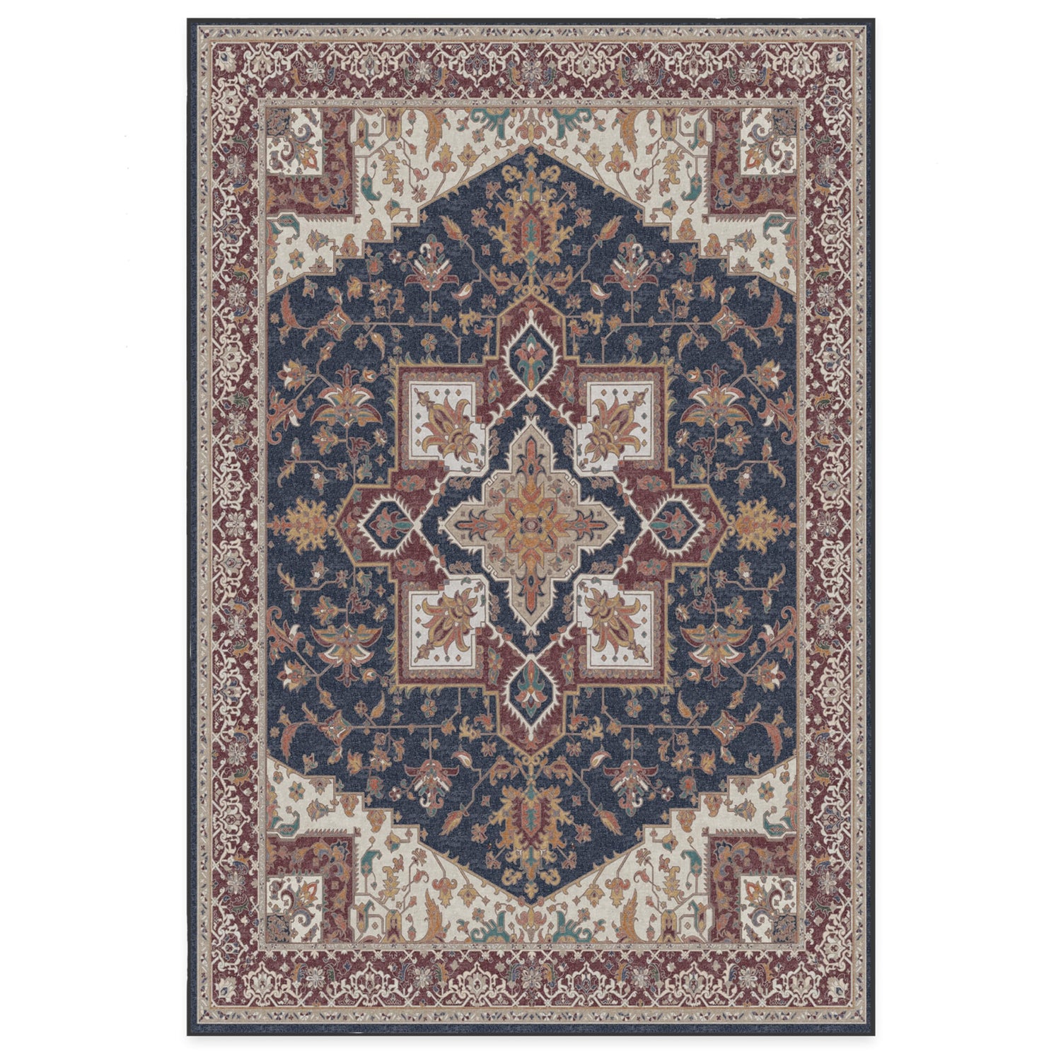RUGGABLE Maral Heriz Washable Rug - Perfect Vintage Area Rug for Living Room Bedroom Kitchen - Pet &amp; Child Friendly - Stain &amp; Water Resistant - Creme 3&