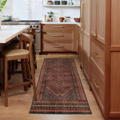 RUGGABLE Kaden Washable Rug - Perfect Vintage Area Rug for Living Room Bedroom Kitchen - Pet &amp; Child Friendly - Stain &amp; Water Resistant - Amber Red 3&