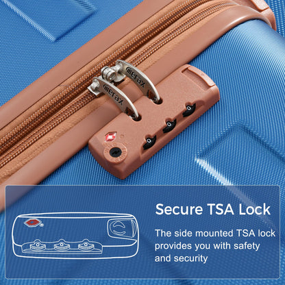 Merax 3 Pcs ABS Hardside Luggage Sets TSA Lock Spinner Wheel Suitcases, Pearly White, 20/24/28 Inch