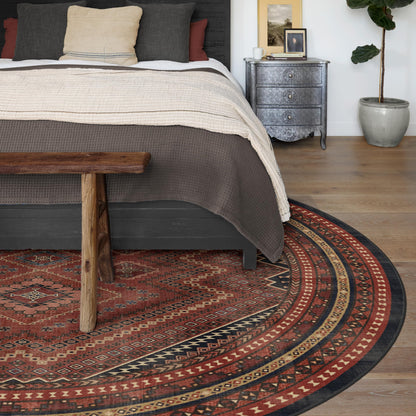 RUGGABLE Kaden Washable Rug - Perfect Vintage Area Rug for Living Room Bedroom Kitchen - Pet &amp; Child Friendly - Stain &amp; Water Resistant - Amber Red 3&