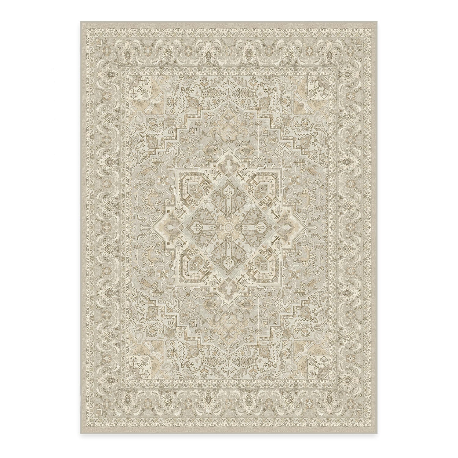 RUGGABLE Hendesi Heriz Washable Rug - Perfect Antique Vintage Area Rug for Living Room Bedroom Kitchen - Pet &amp; Child Friendly - Stain &amp; Water Resistant, Non-Slip - Abalone 2&