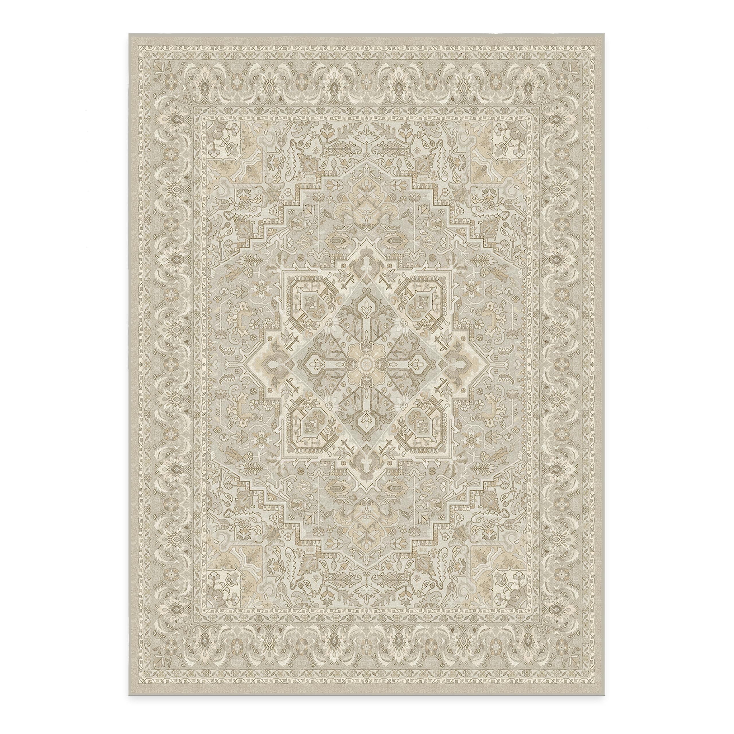 RUGGABLE Hendesi Heriz Washable Rug - Perfect Antique Vintage Area Rug for Living Room Bedroom Kitchen - Pet &amp; Child Friendly - Stain &amp; Water Resistant, Non-Slip - Abalone 2&
