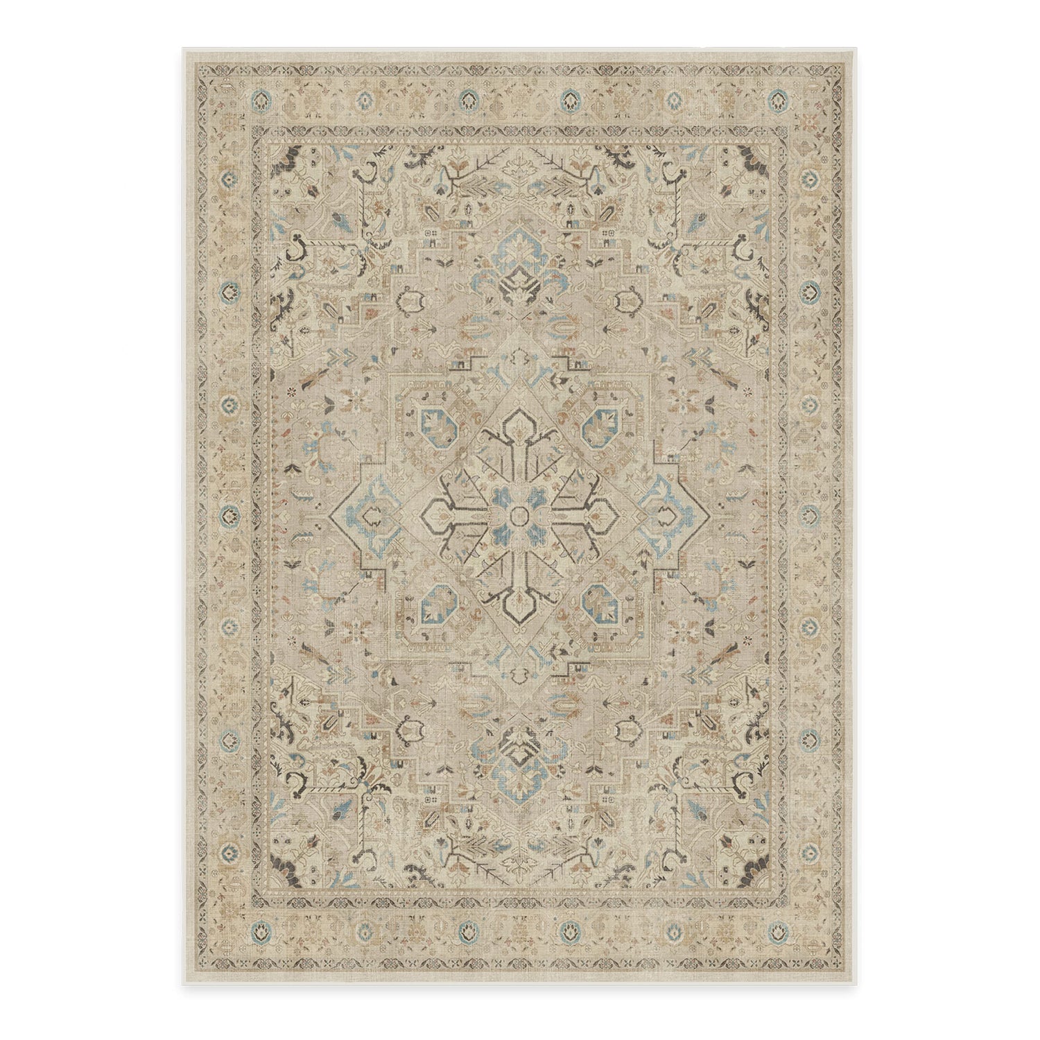 RUGGABLE Kamran Washable Rug - Perfect Vintage Area Rug for Living Room Bedroom Kitchen - Pet &amp; Child Friendly - Stain &amp; Water Resistant - Hazel 5&