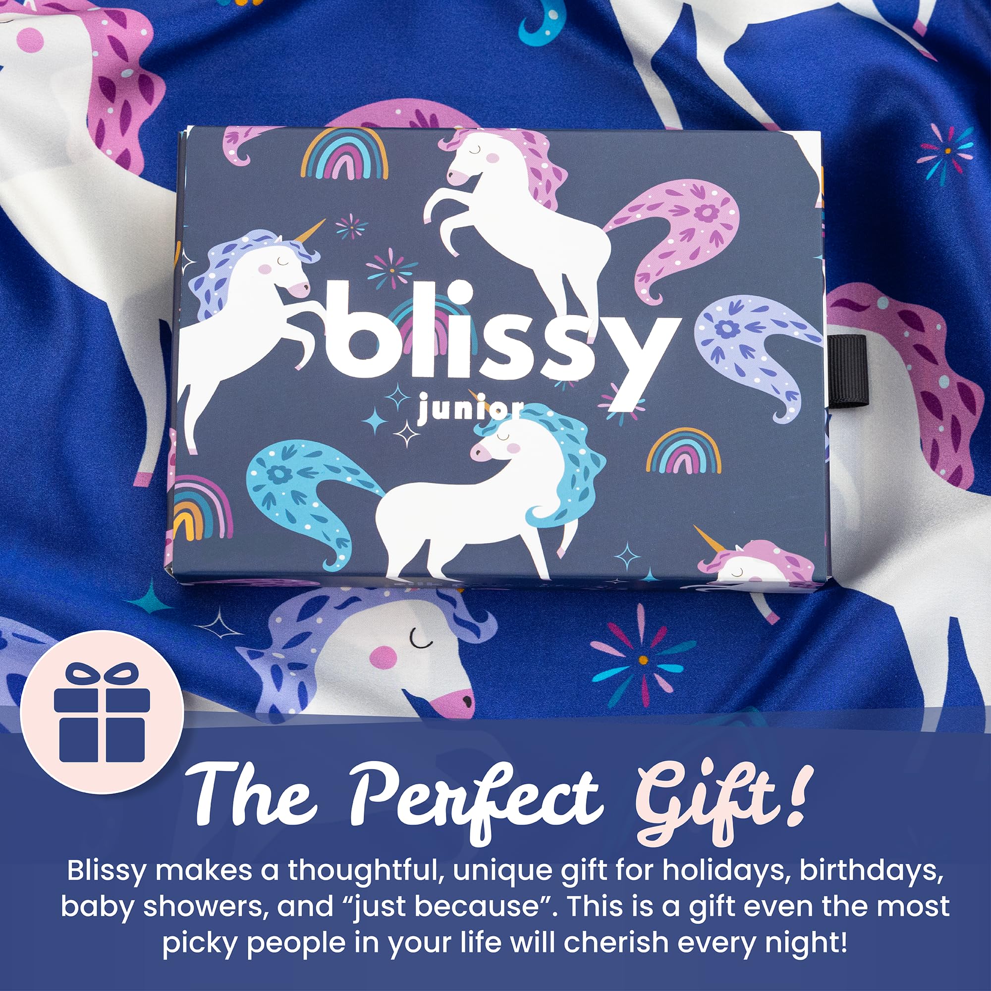 Blissy Toddler Silk Pillowcase - 100% Pure Mulberry Silk - 22 Momme 6A High-Grade Fibers - Soft and Gentle Silk Pillowcase for Kids Hair and Skin (Toddler 13 x 18 in, Baby Blue)