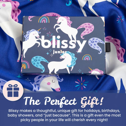 Blissy Toddler Silk Pillowcase - 100% Pure Mulberry Silk - 22 Momme 6A High-Grade Fibers - Soft and Gentle Silk Pillowcase for Kids Hair and Skin (Toddler 13 x 18 in, Baby Blue)