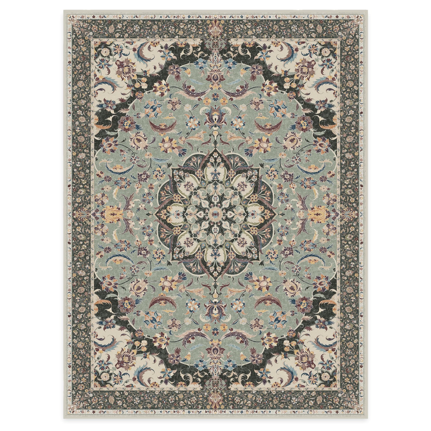 RUGGABLE Sima Washable Rug - Perfect Vintage Area Rug for Living Room Bedroom Kitchen - Pet &amp; Child Friendly - Stain &amp; Water Resistant - Royal Blue 2&